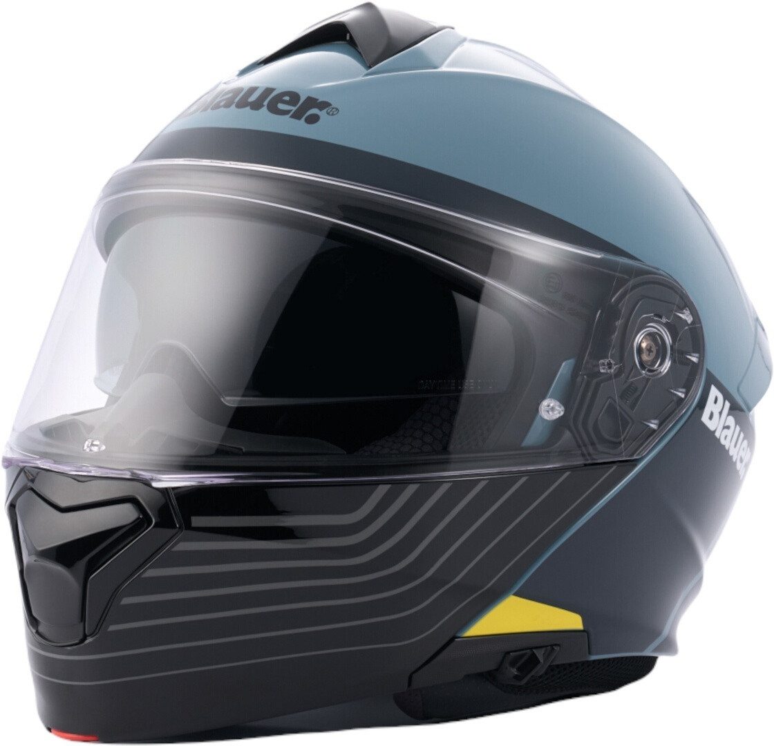 Blauer Motorradhelm Noah Klapphelm, vorbereitet für Kommunikationssystem,integriertes Sonnenvisier