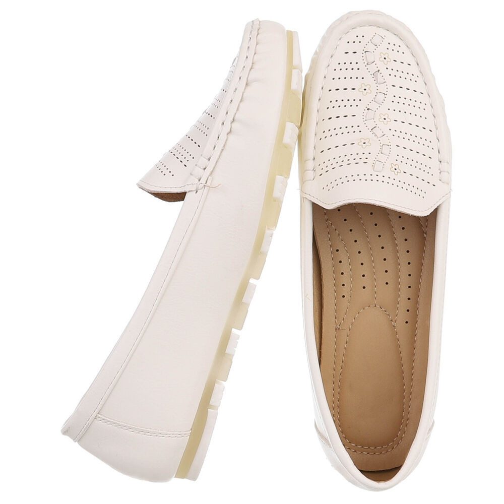Ital-Design Damen Slipper mit erhöhtem Tragekomfort und Luftdurchlässigkeit Slipper (91512543) Flach Mokassins in Weiß