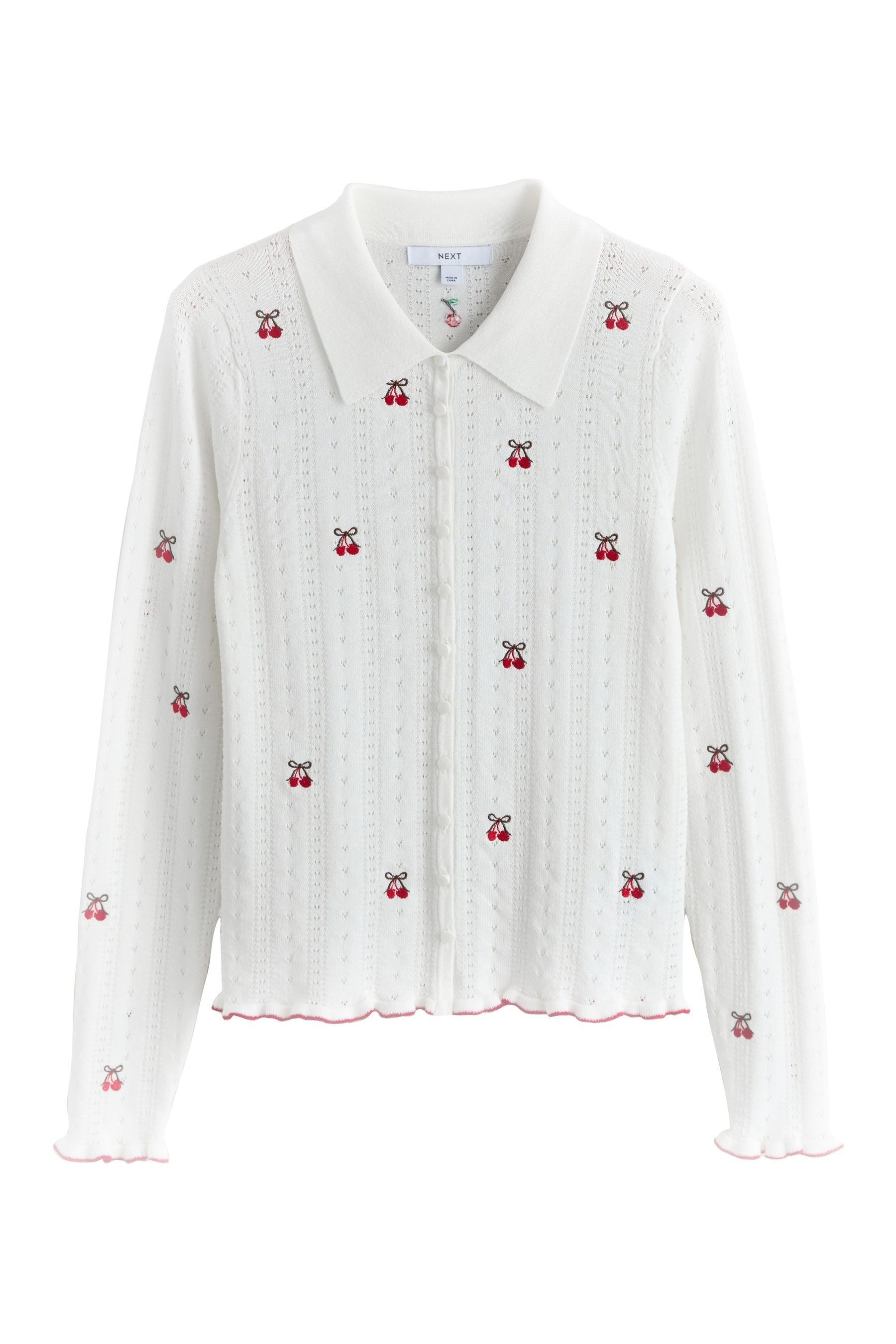 Next Strickjacke Langärmeliges Hemd aus Strick mit Pointelledesign (1-tlg) günstig online kaufen