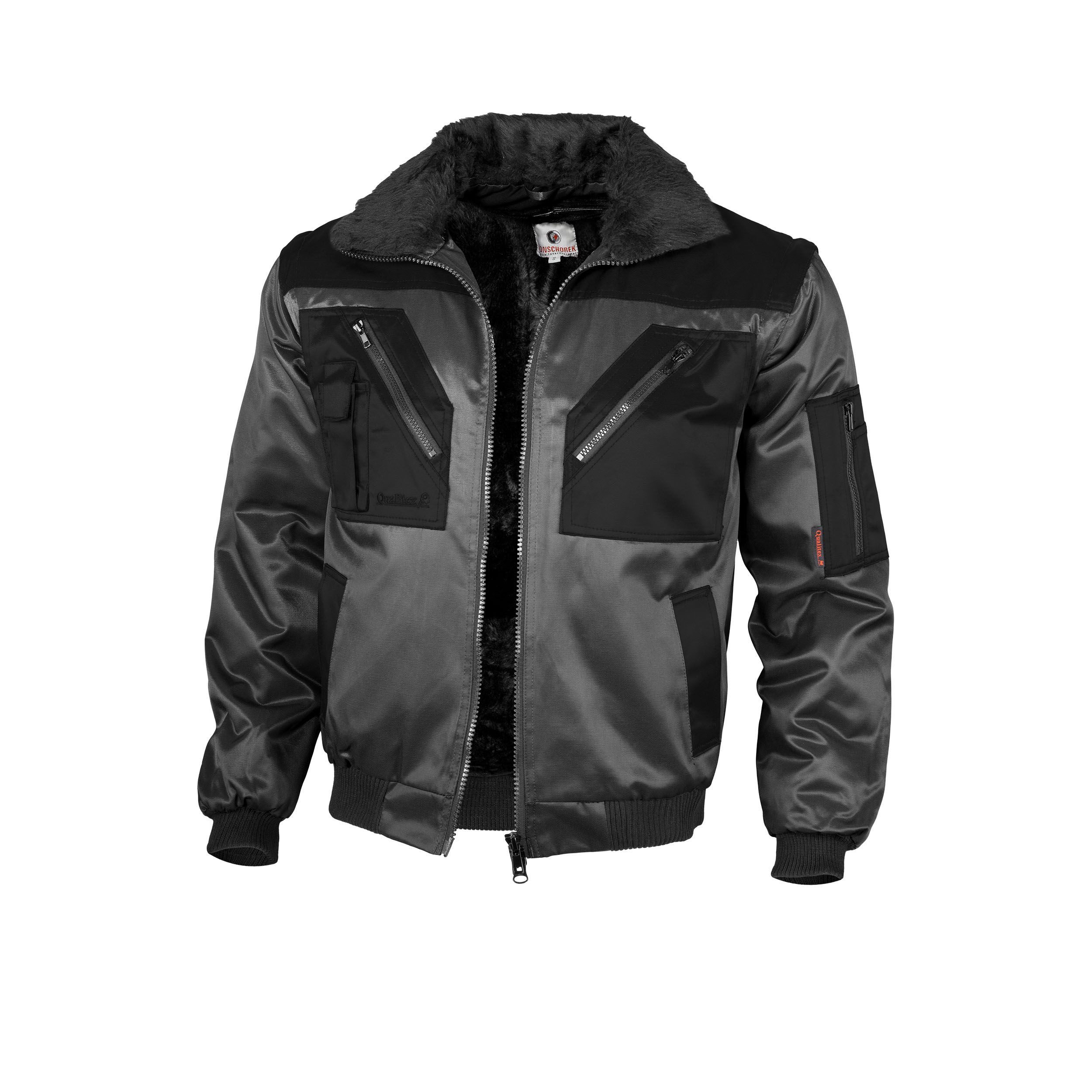 Qualitex Workwear Pilotenjacke Pilotenjacke zweifarbig grau/schwarz, günstig online kaufen