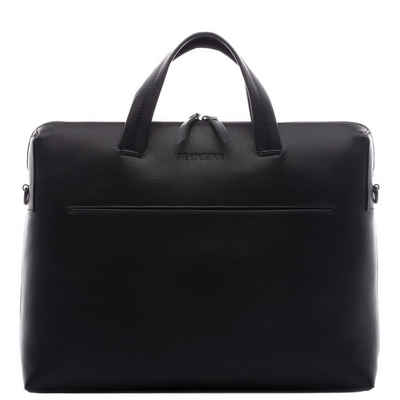 FEYNSINN Laptoptasche Leder Aktentasche Unisex ENNO, Businesstasche 15 Zoll, Echtleder Damen Herren schwarz mit Frontfach