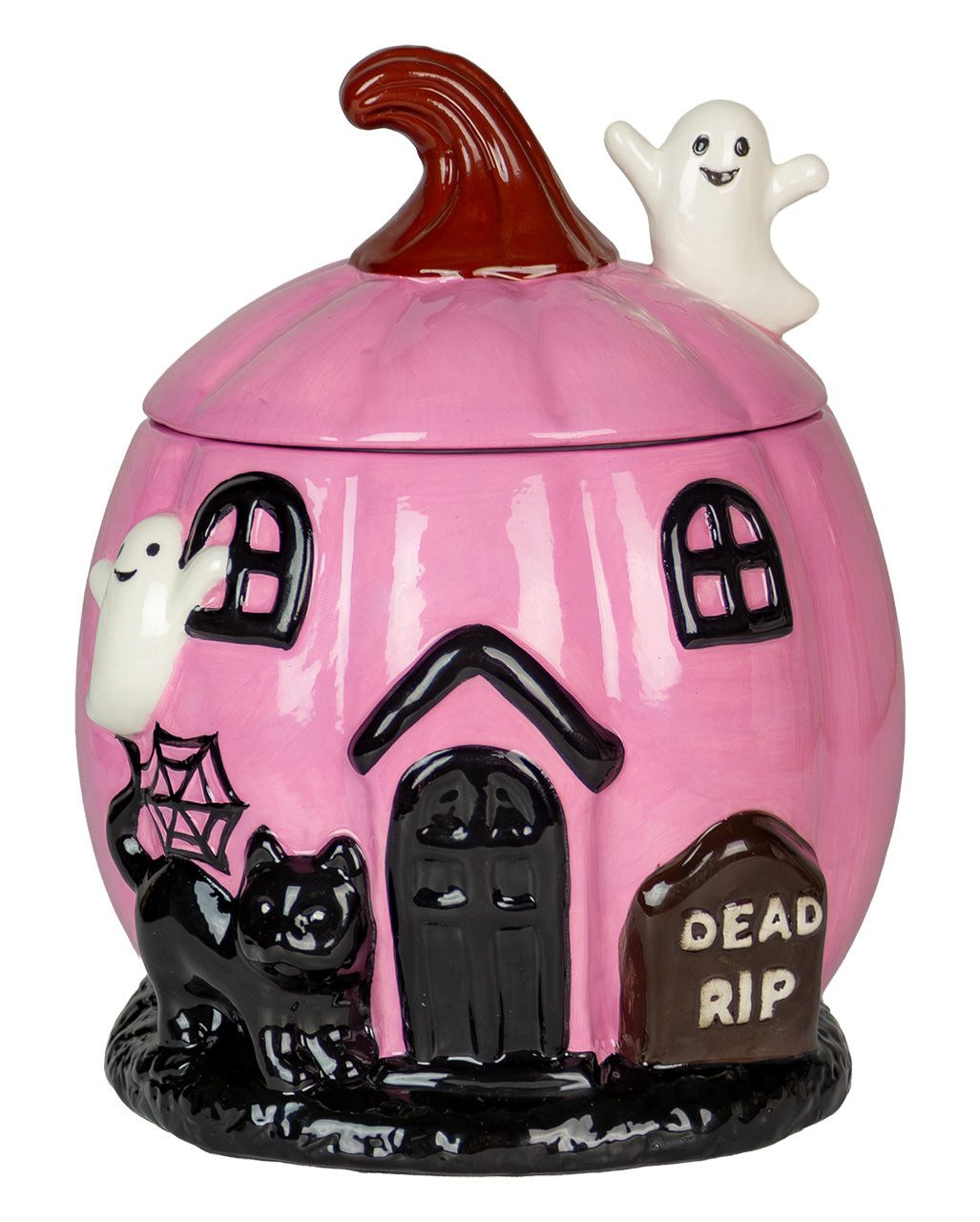 Horror-Shop Dekoobjekt Halloween Keksdose Kürbis Pink – Keramik Cookie Ja
