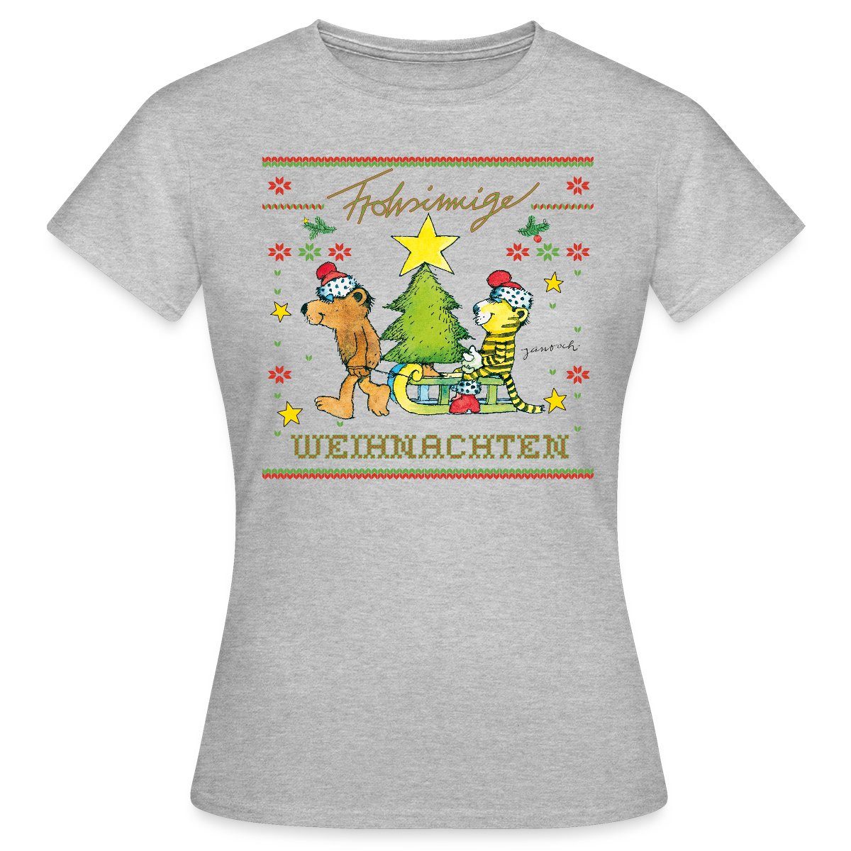 Spreadshirt T-Shirt Janosch Frohsinnige Weihnachten Ugly Christmas Frauen T günstig online kaufen