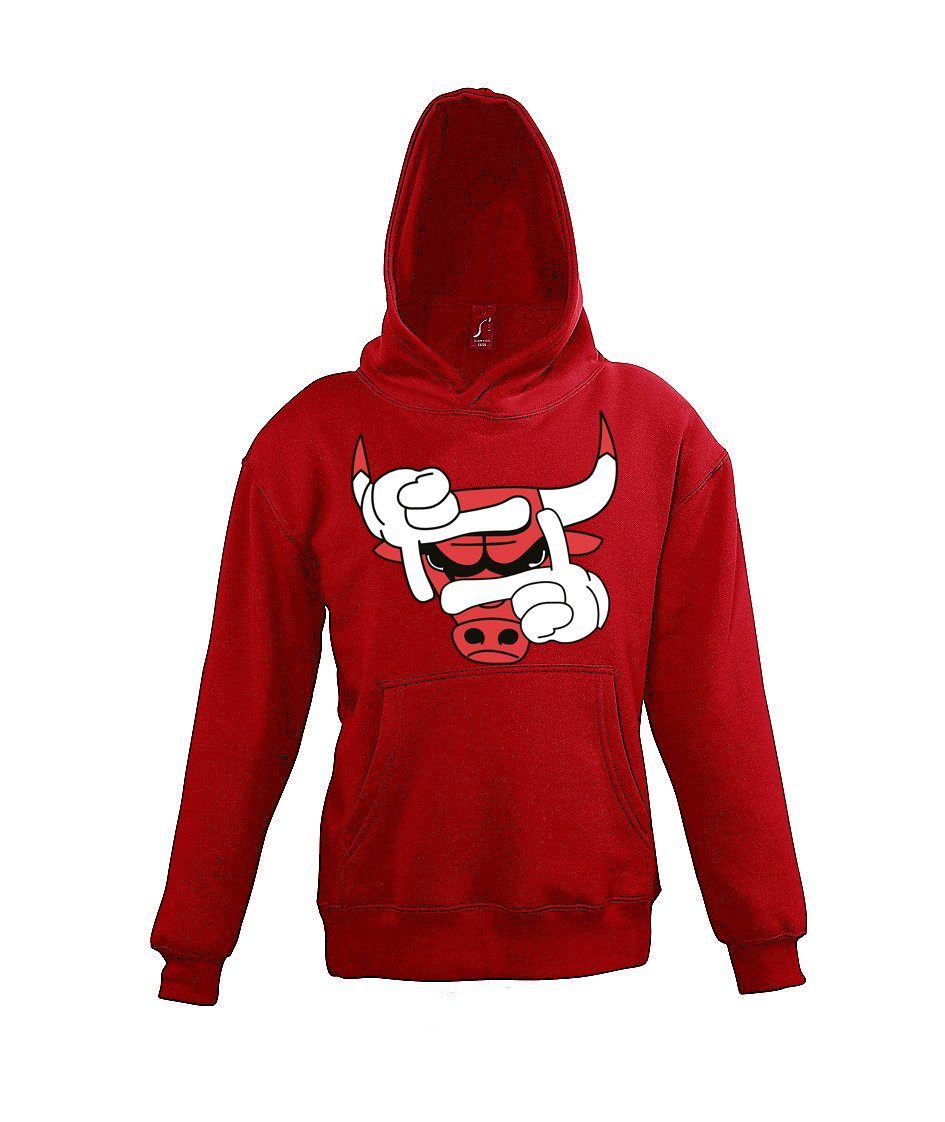Youth Designz Kapuzenpullover Bulls Hoodie Pullover für Jungen und Mädchen mit modischem Frontprint Rot