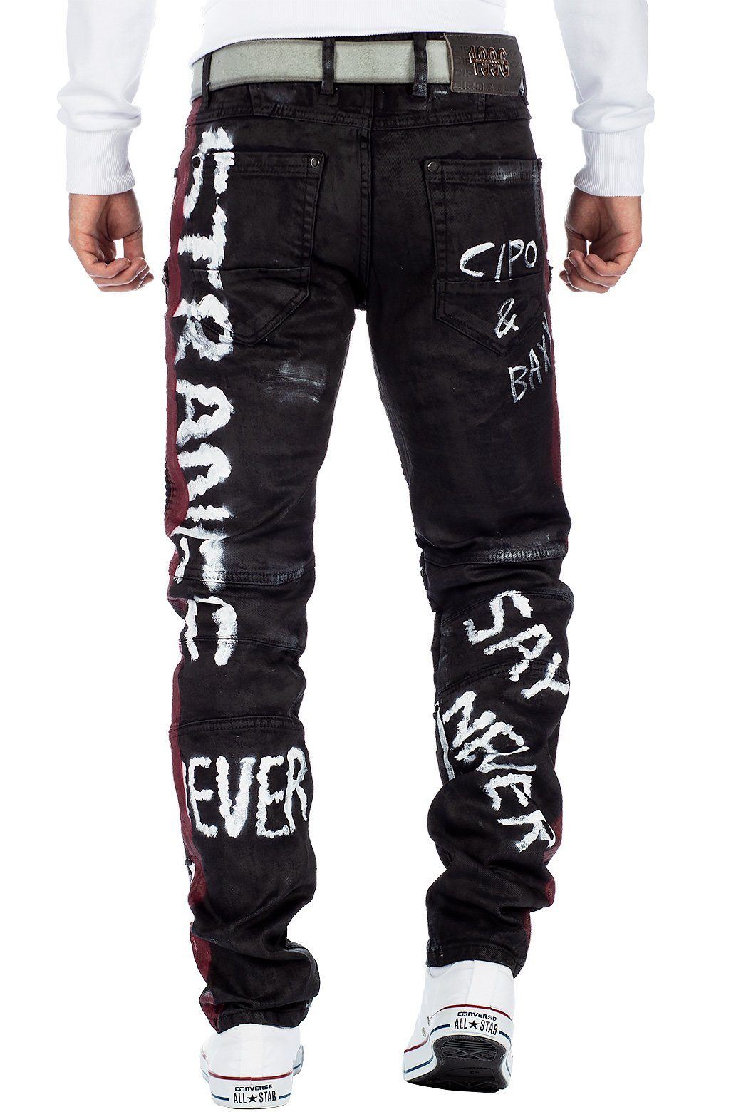 Cipo & Baxx Bikerjeans Herren straight fit Hose Mid Waist BA-CD571 Bikersty günstig online kaufen