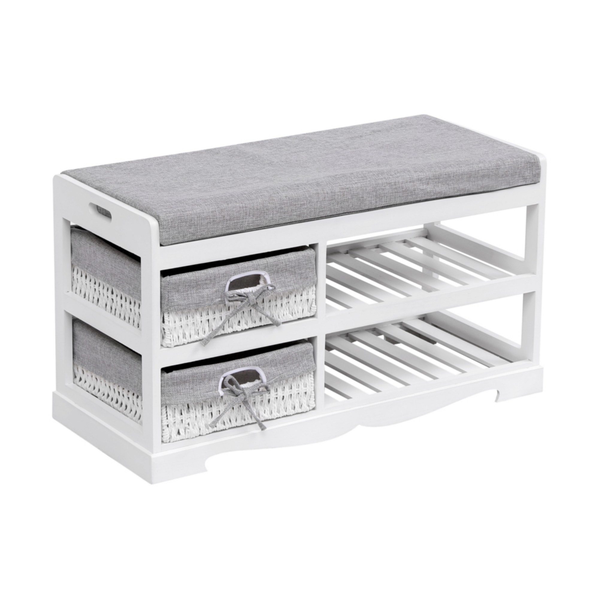 Schuhbank Weiße Sitzbank mit Praktischer Schuhablage Stilvoll & Funktional