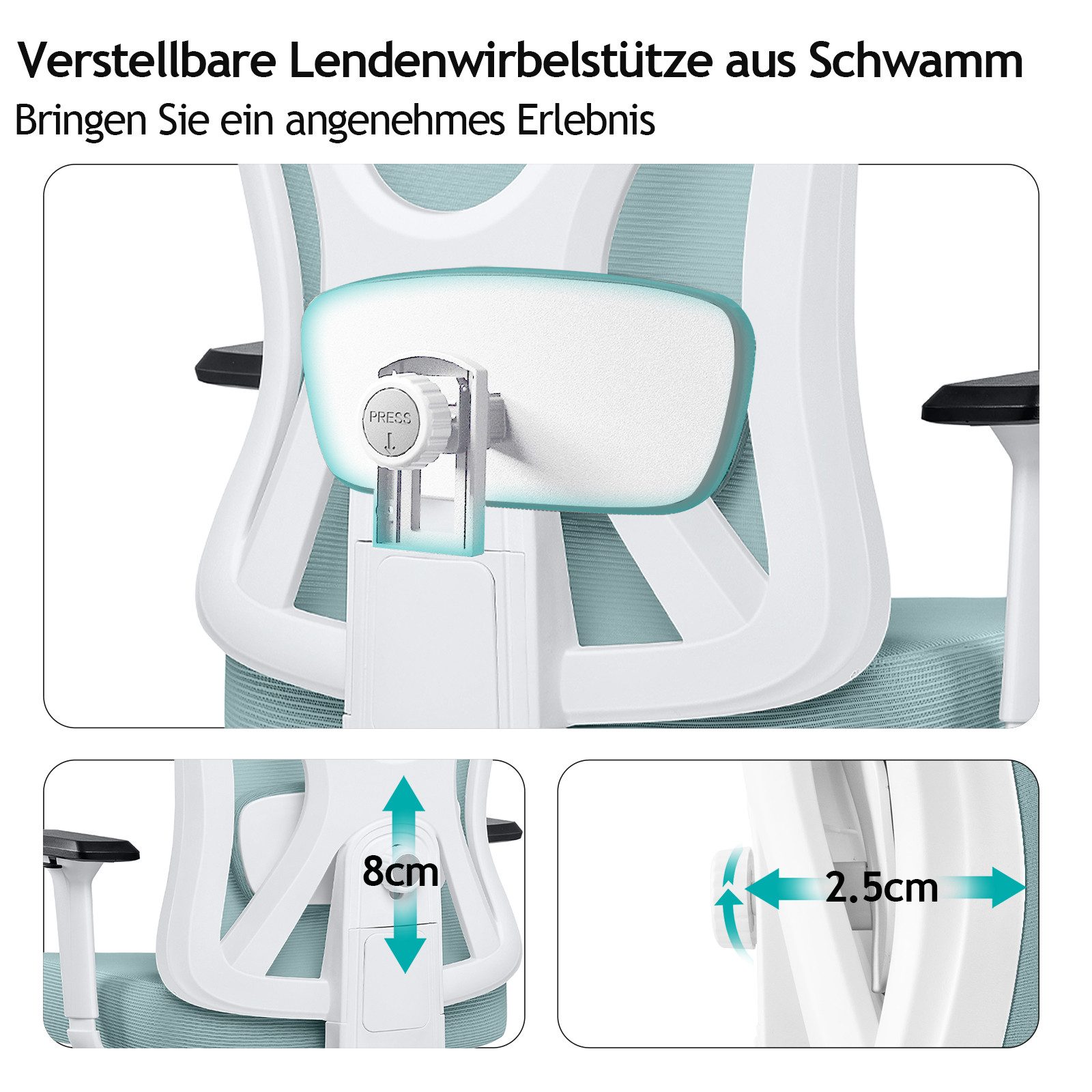 DoChair Bürostuhl Ergonomischer mit Verstellbarer Kopfstütze günstig online kaufen