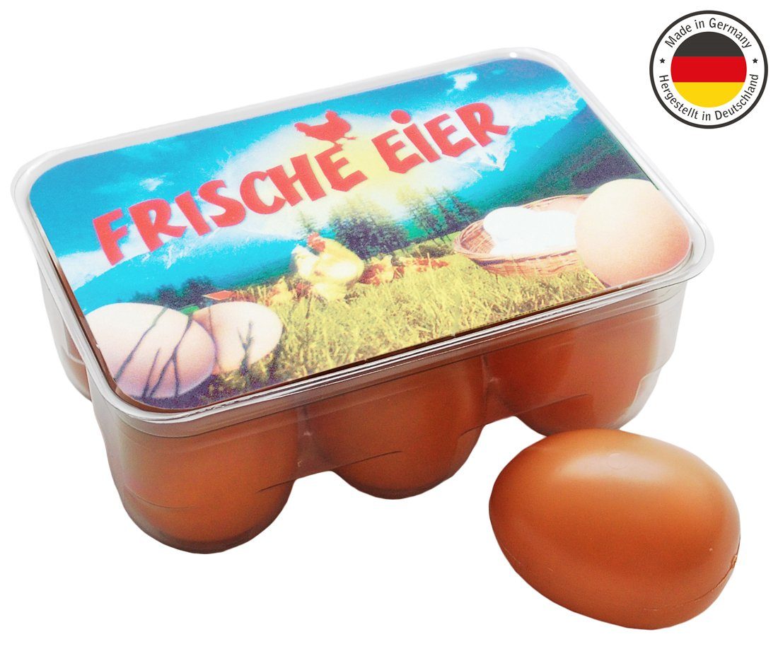 Tanner Kaufladensortiment Tanner Spiel-Lebensmittel - 6 Eier im originalgetreuen Blister aus Kunststoff - für Kaufladen und Spielküche 12 cm x 8 cm x 5 cm