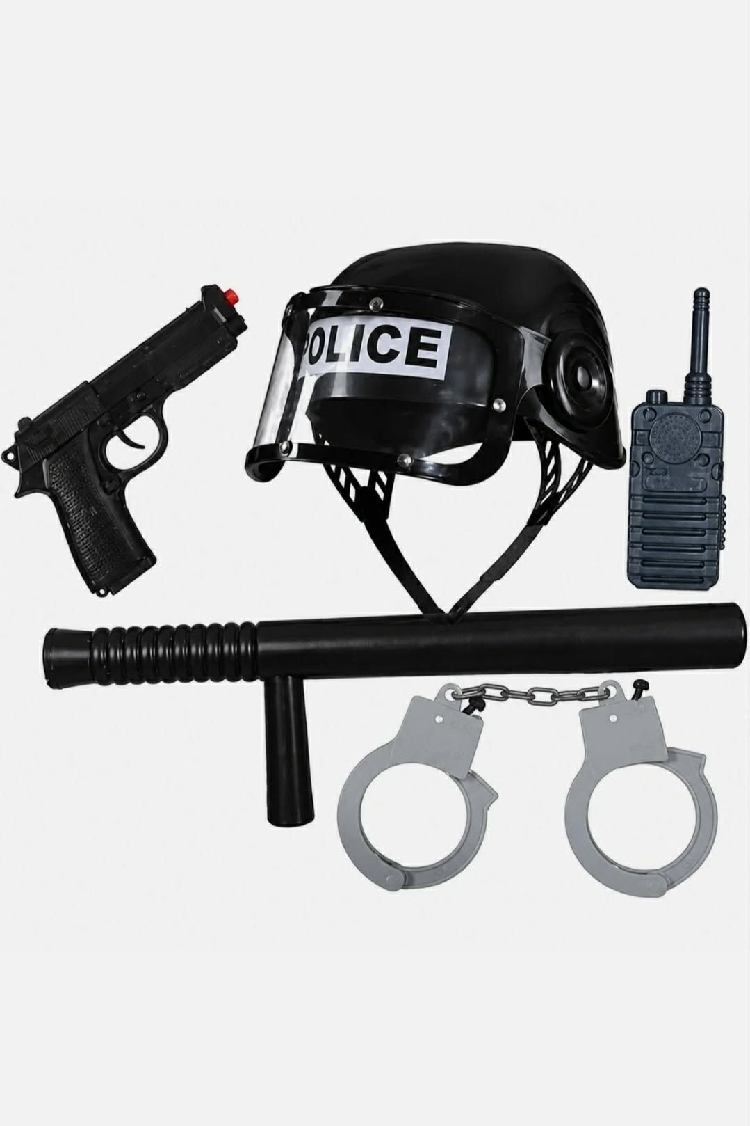Orlob Spielzeug-Polizei Einsatzset Polizei Spielzeug-Zubehör-Set für Kinder 5-teilig Helm & Handschellen, (5-tlg), 5-Tlg Kinder Spielzeug Polizei Set