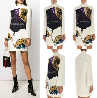 VALENTINO GARAVANI Midikleid VALENTINO GARAVANI Turtleneck Dress Minikleid Silk Wool Mini-Dress Bey