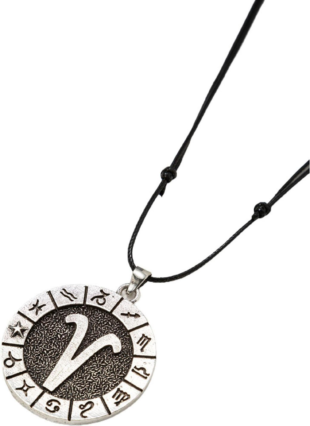 Firetti Kette mit Anhänger Schmuck Geschenk Edelstahl Leder Halsschmuck Halskette Sternzeichen, Made in Germany - mit Similistein