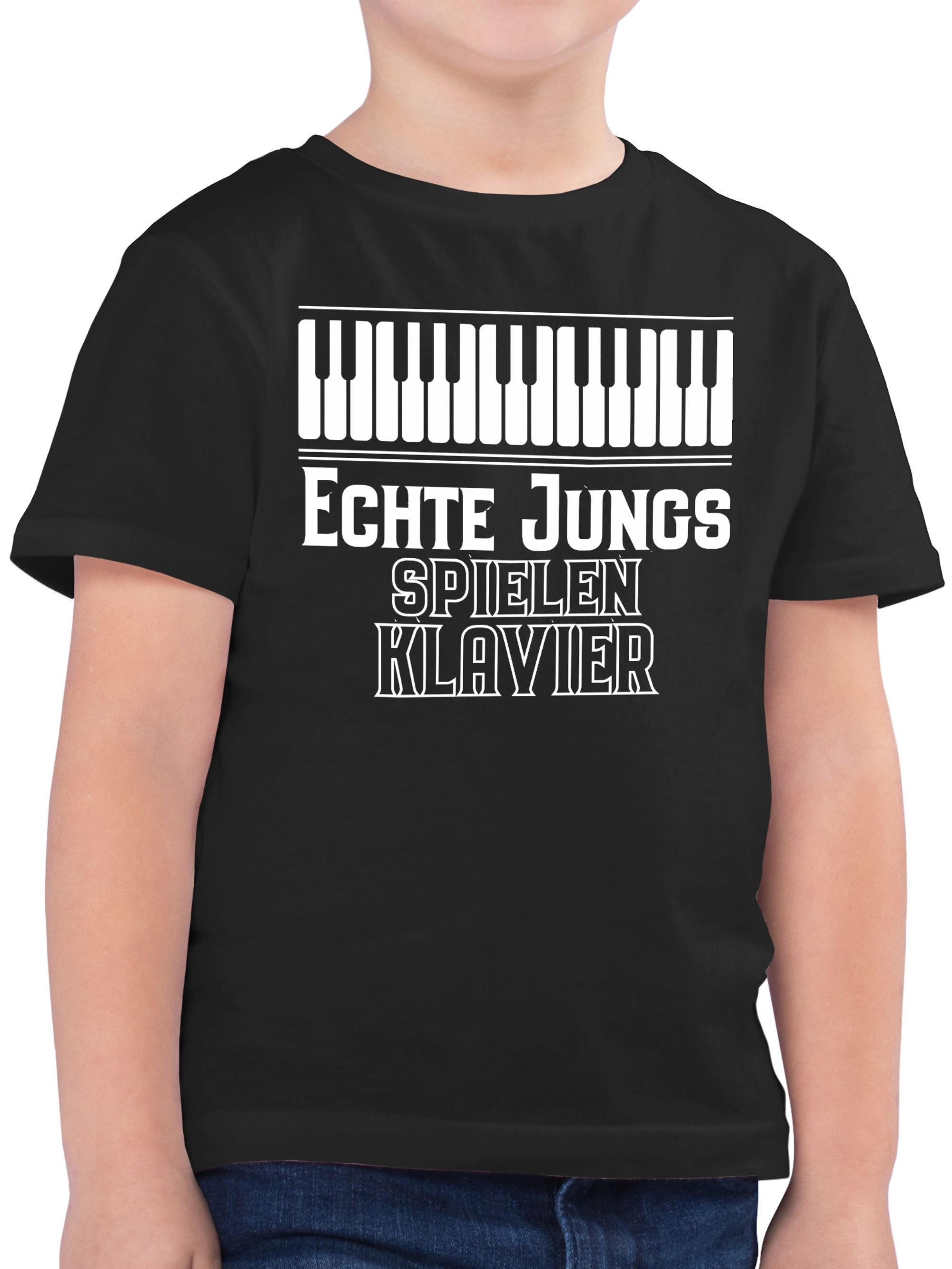 Shirtracer T-Shirt Echte Jungs spielen Klavier Statement Sprüche Kinder 2 Schwarz