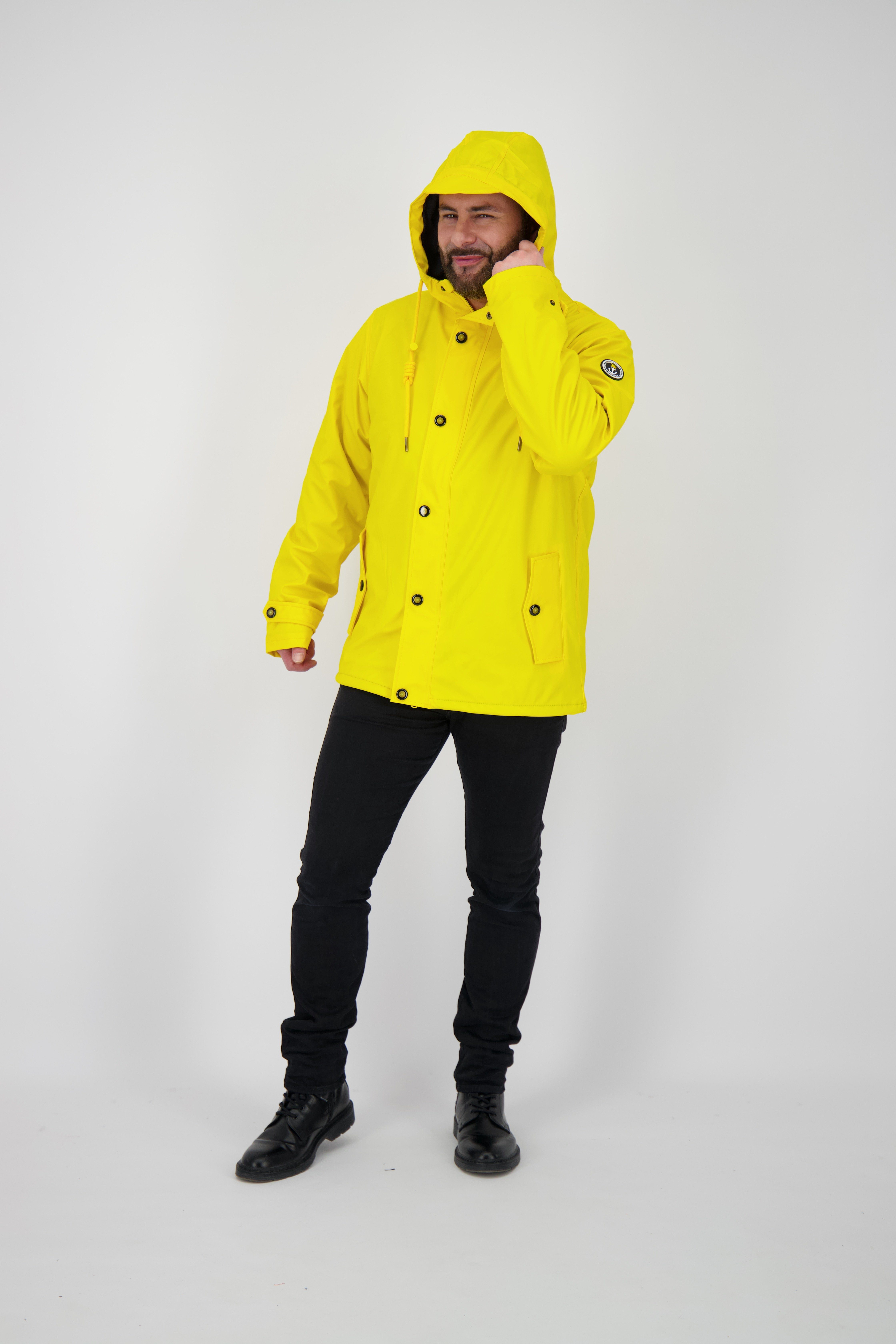MEN yellow FLEECE auch Winterjacke erhältlich, mit Friesennerz #ankerglutreise Größen Active Kapuze Großen und Nähten ANKERGLUT in DEPROC verschweißten