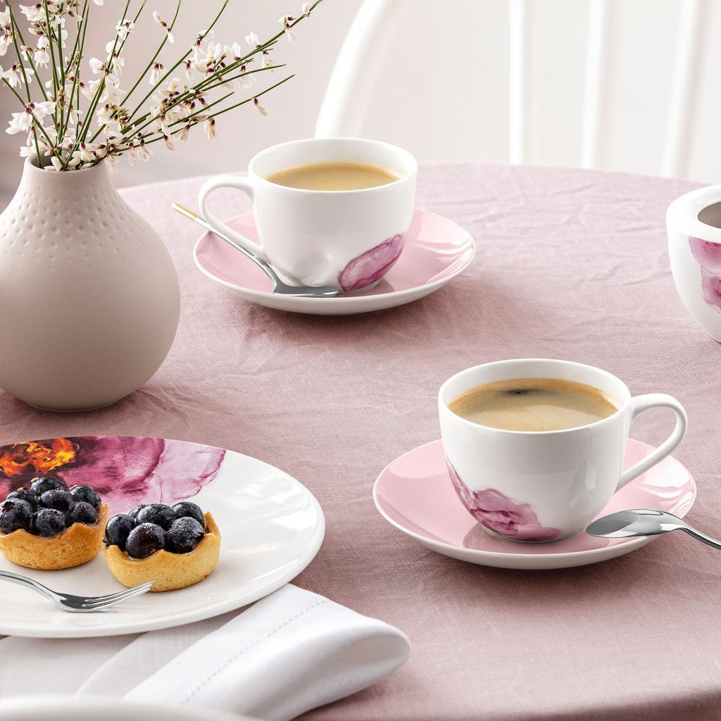 Boch Kaffeetasse, ml, & weiß/rosa, Villeroy 160 Rose Tasse Garden Porzellan