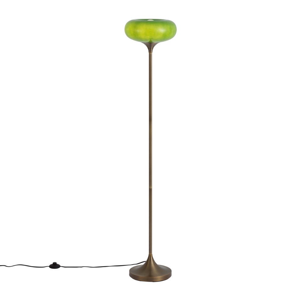 Qazqa Stehlampe Glaze, ohne Leuchtmittel, Warmweiß, QAZQA Stehlampe, e27, Grün, Metall, Retro