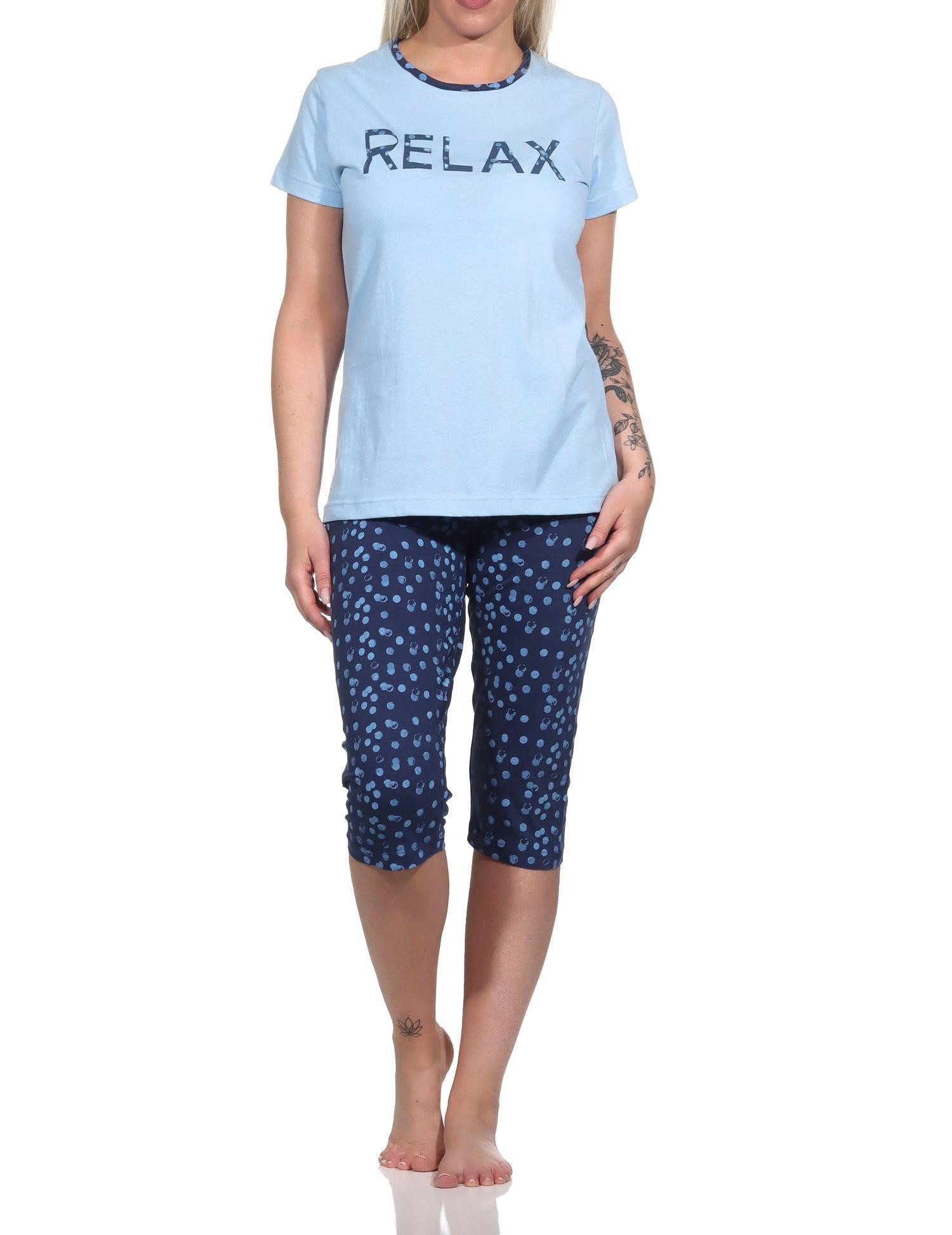 Normann Pyjama Damen Capri Pyjama, Schlafanzug "RELAX" - 122 204 10 757