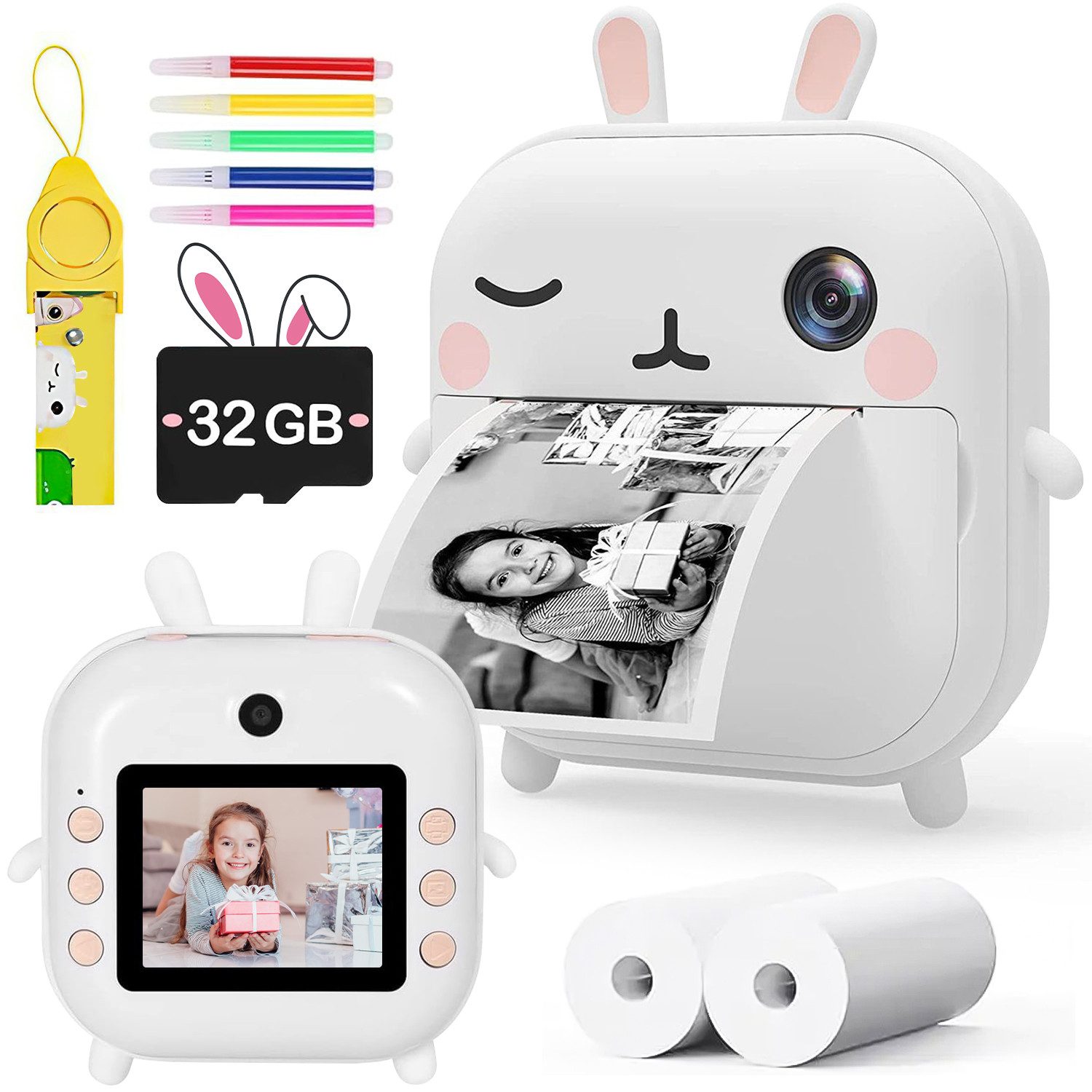 Kinderkamera Digitalkamera für Kinder mit Druckpapier & 32G TF Karte Kinderkamera