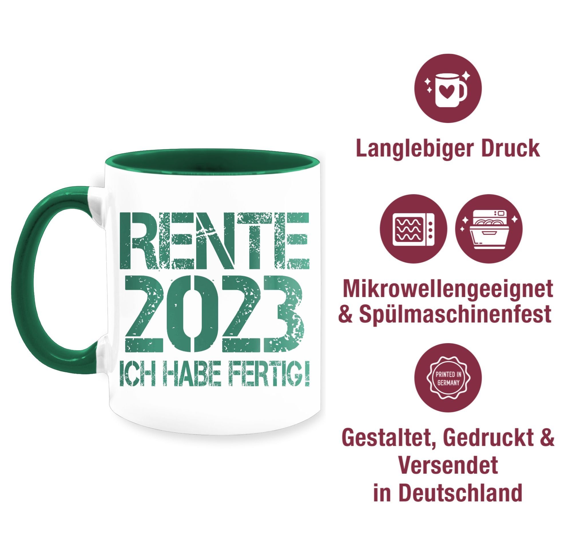 Tasse 2023 2 Petrolgrün petrol, Keramik, Shirtracer Geschenk Kaffeetasse Rente - Rente