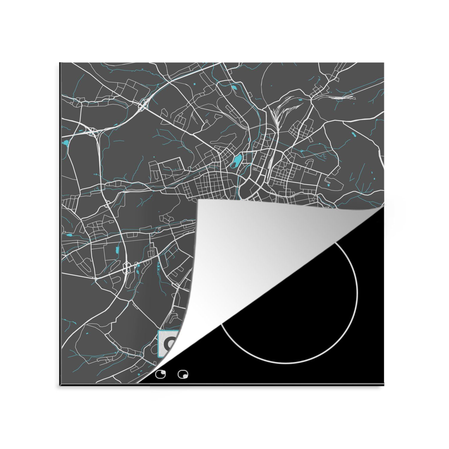 - Karte Deutschland Stadtplan küche - tlg), Blau, Vinyl, cm, - für Herdblende-/Abdeckplatte Arbeitsplatte Ceranfeldabdeckung, Chemnitz MuchoWow - 78x78 (1