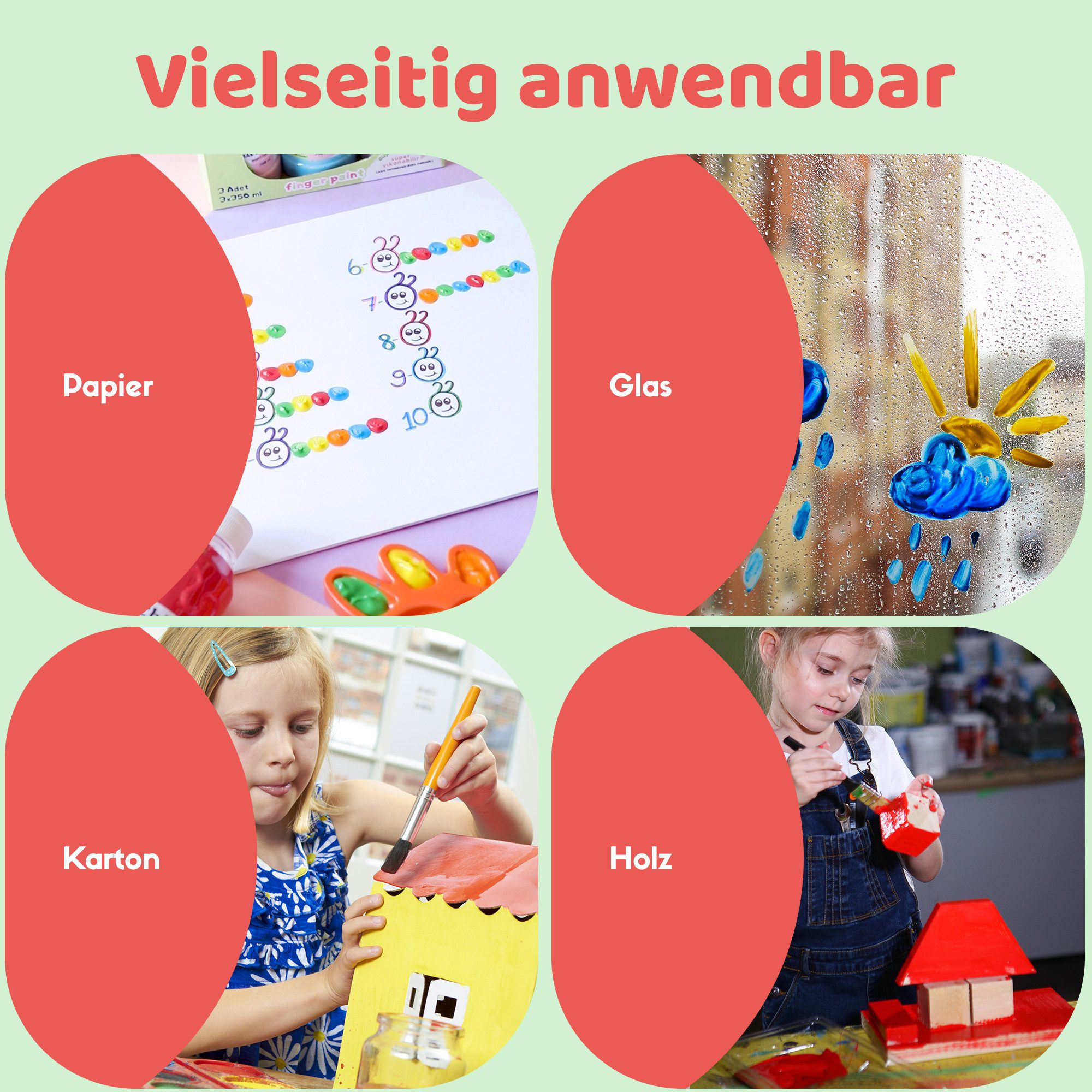 ChildGen Fingerfarbe ChildGen Fingerfarben ungiftig, Bio Fingermalfarben, Baby ungiftig Bio, Handfarben Kinder, Fingerfarbe ab 1Jahr