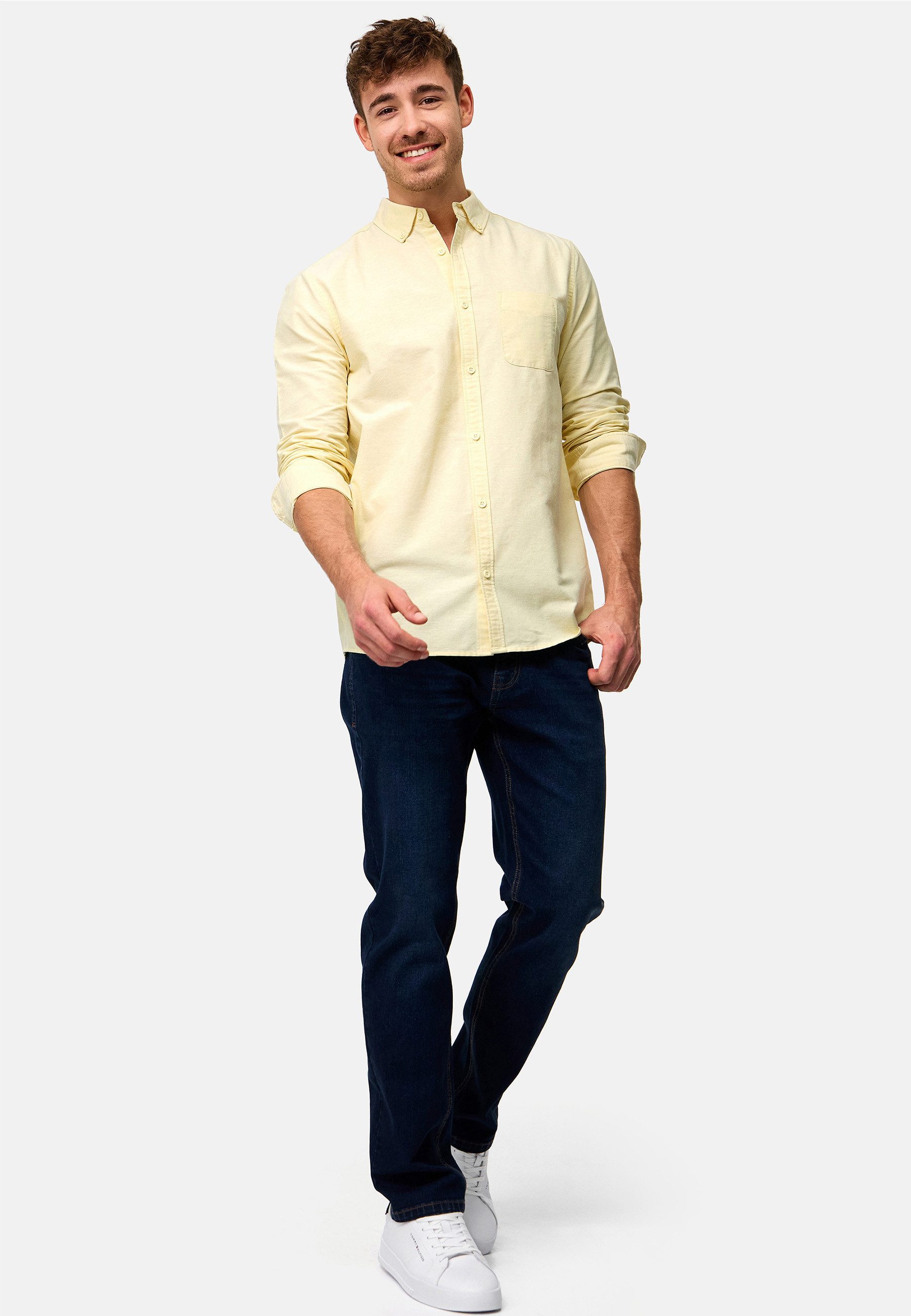 Indicode Langarmhemd Herren Kepner Herrenhemd Langarm mit Button-Down-Kragen und Brusttasche