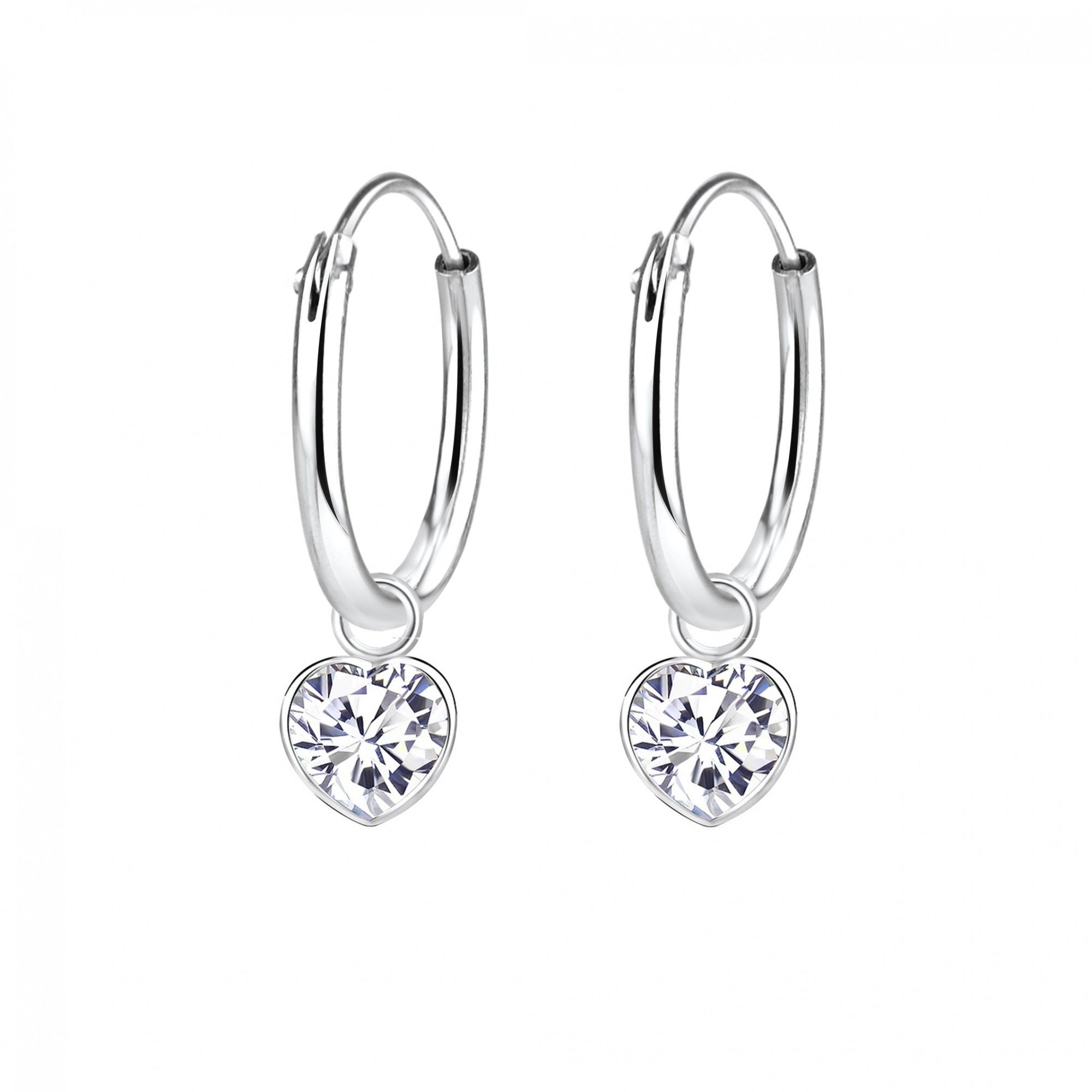 ALEXANDER YORK Paar Creolen Charm-HERZ Zirkonia weiß, 2-tlg. 925 Sterling Silber mehr