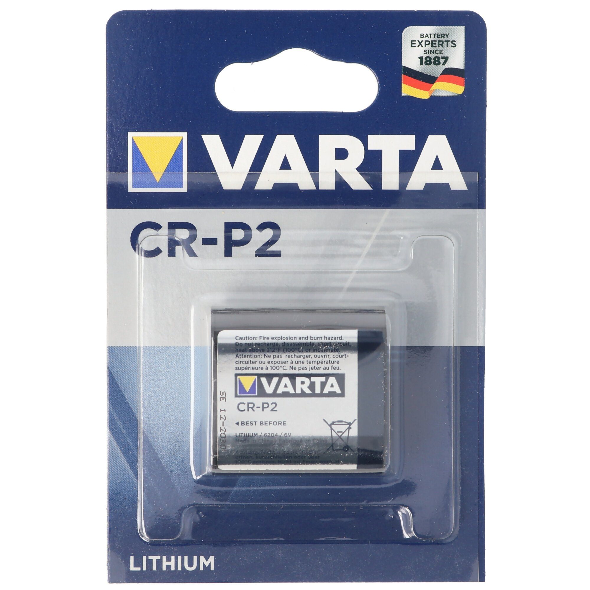 VARTA Varta CR-P2 6204 6 Volt Lithium Batterie Fotobatterie, (6,0 V)