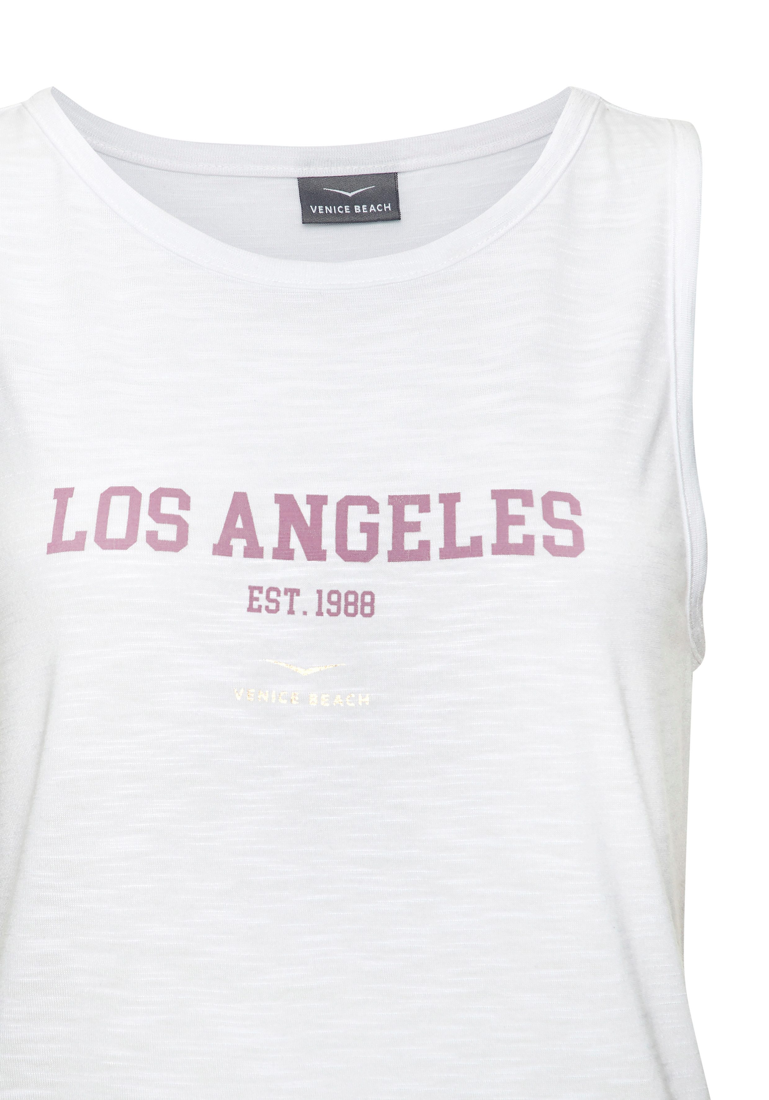Venice Beach Tanktop aus weicher Slubware mit Logoprint Jerseytop mit breiten Trägern, Sommertop, lockeres Trägertop, Sporttop – Bild 4 von 5