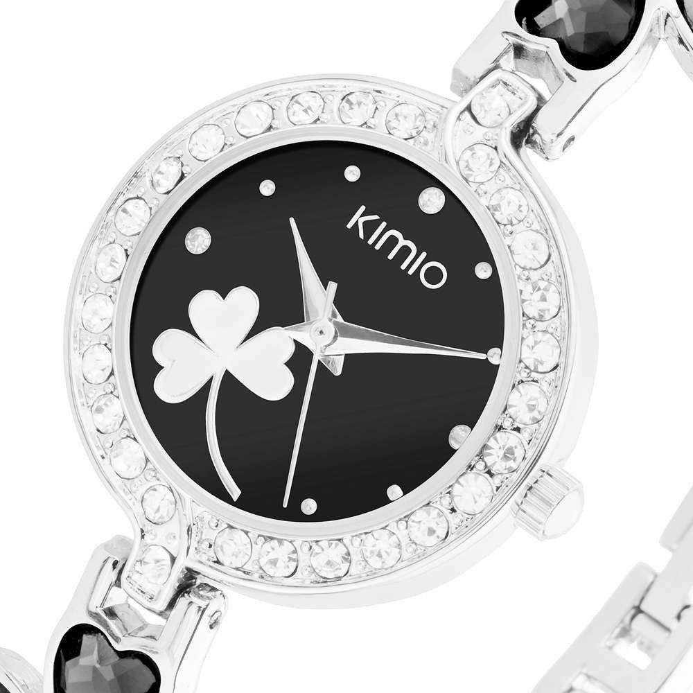 Taffstyle Quarzuhr Damen Armbanduhr mit Kristallen und Glücksbringer Kleeblatt, (Elegante Damen Uhr mit Kleeblatt Design und Metallarmband - Geschenkidee)