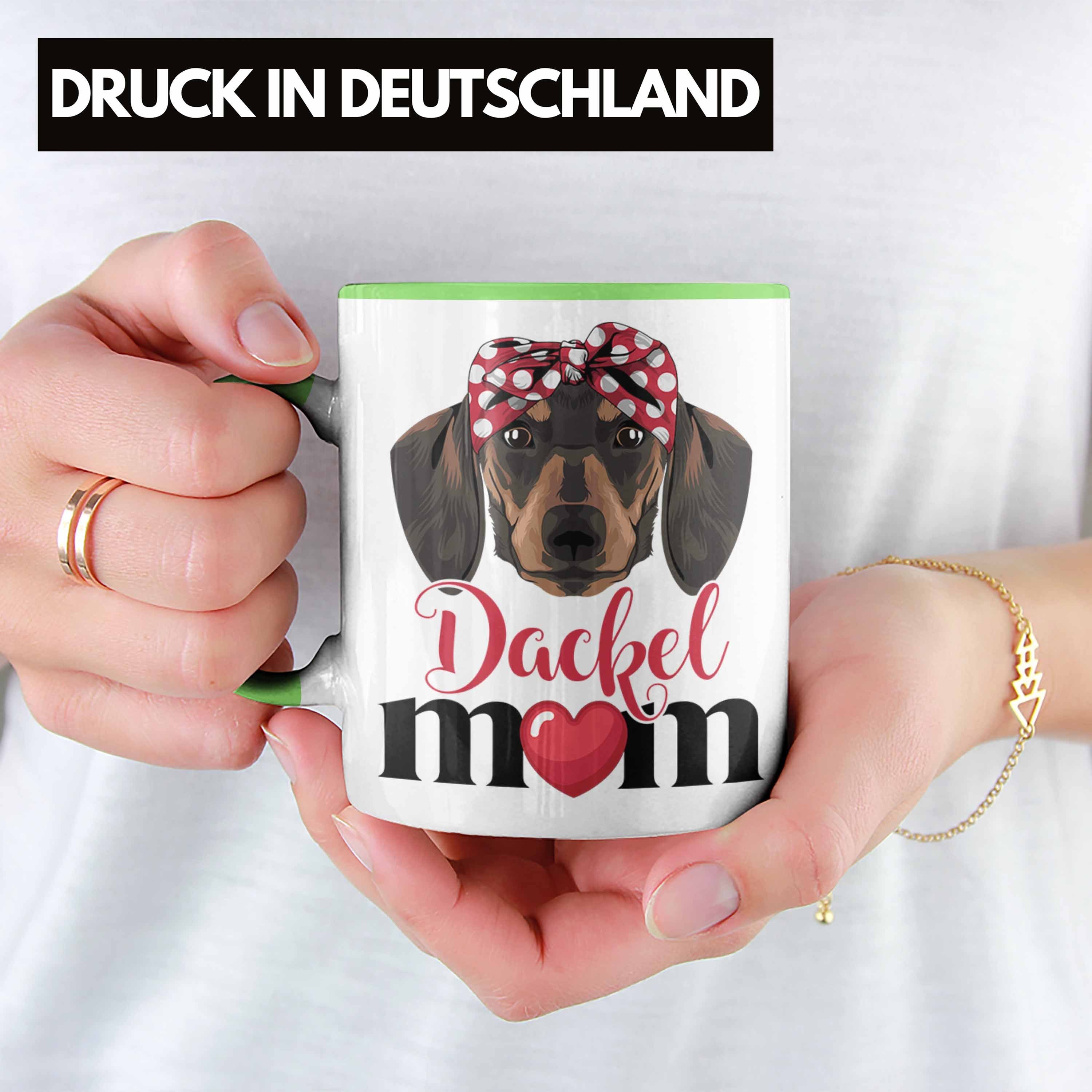 Dackel-Besiterin Grafik Dackel Frauchen Mom Tasse Tasse für Geschen Grün Trendation Geschenk