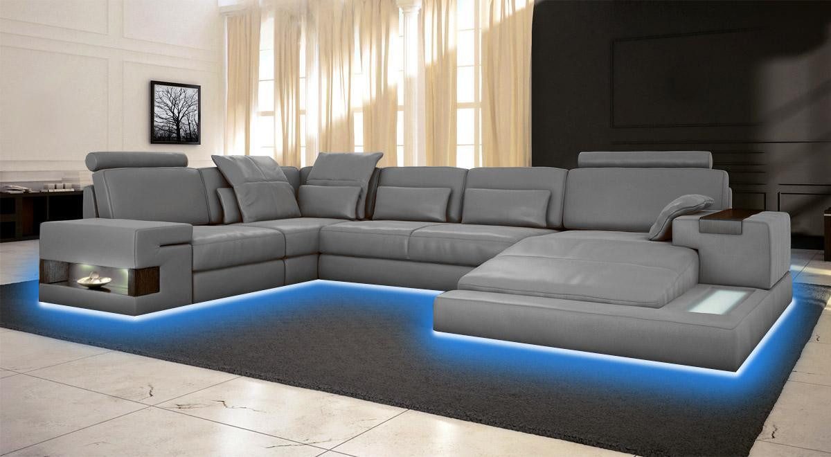 JVmoebel Wohnlandschaft Geräumige Ledercouch Wohnlandschaft mit Polsterung fürs Sitzen, 1 Teile, Made in Europa