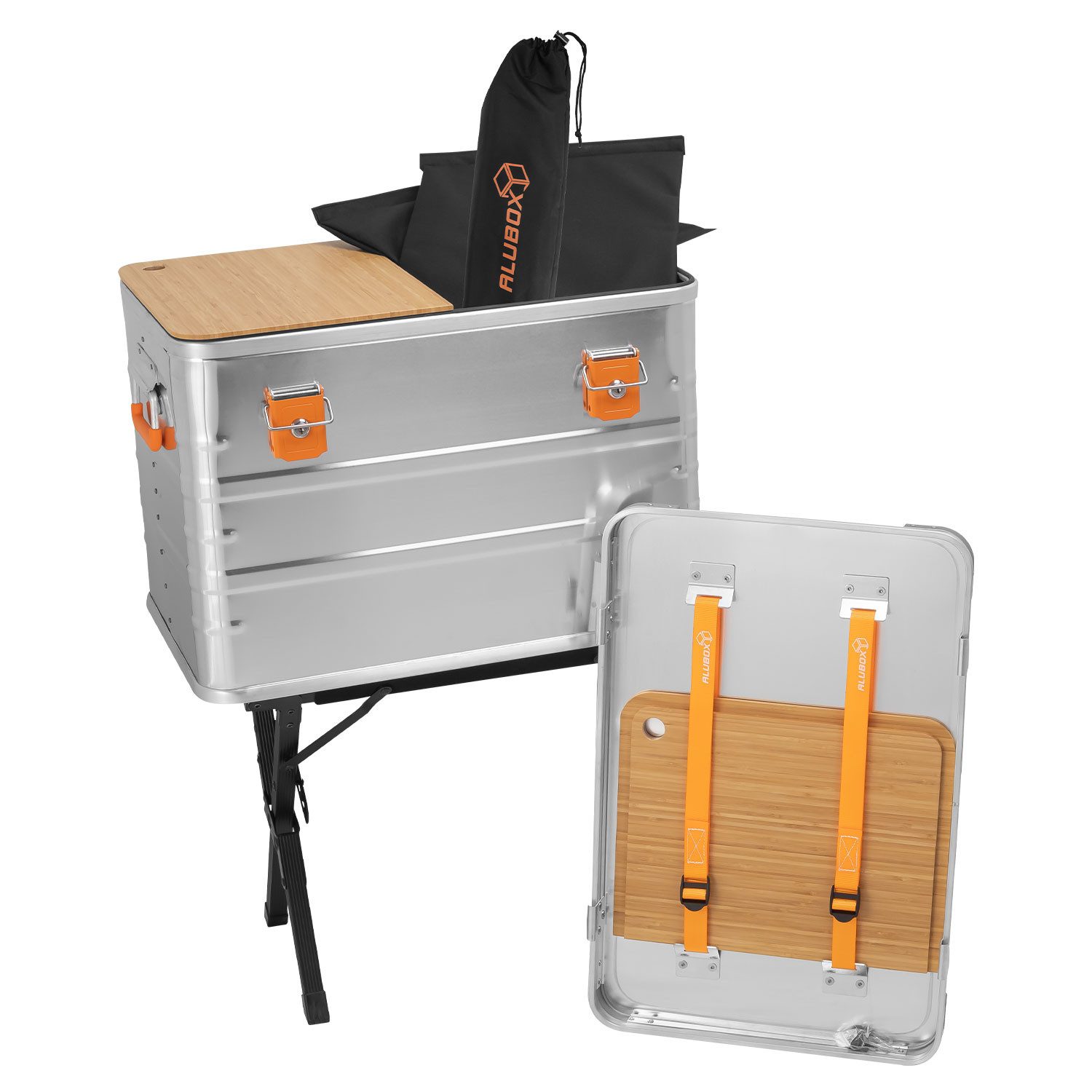 ALUBOX Aufbewahrungsbox Campingküche 78 L inklusive Standfuß, abschließbar