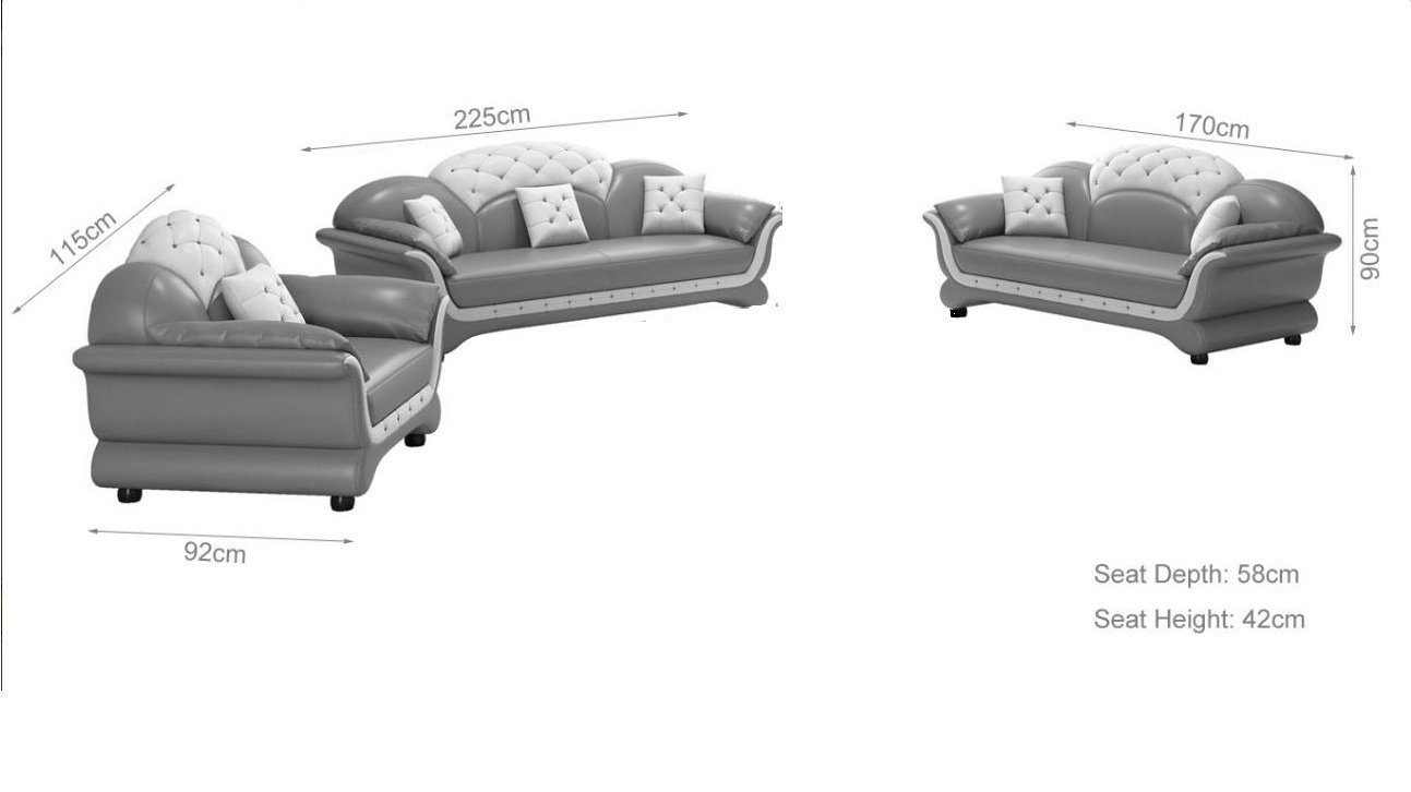 JVmoebel Sofa Sofagarnitur Made in 3+2+1 Schwarz Set Sofa Design Europe Couchen, Sitzer Polster