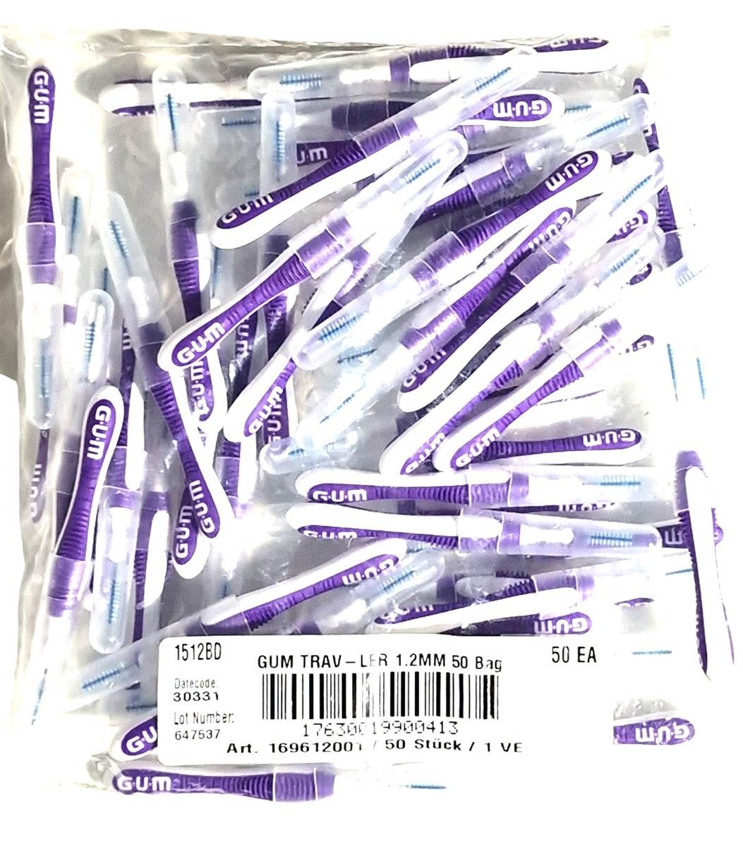 GUM Interdentalbürsten GUM TRAV-LER Interdentalbürsten violett 1,2mm - 50 Stück im Beutel