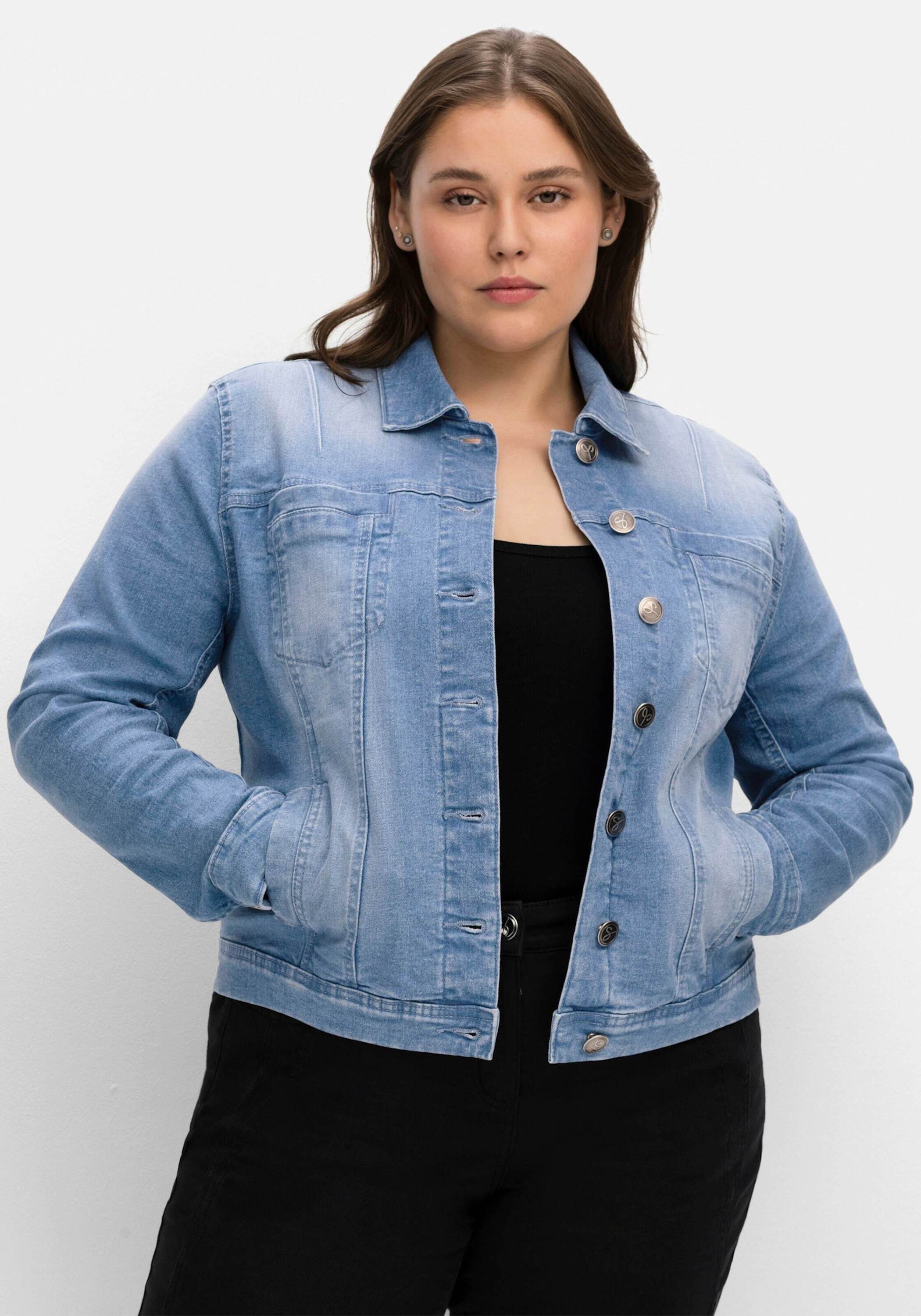 Sheego Allwetterjacke Jeansjacke Langarm in modisch kurzer Form günstig online kaufen