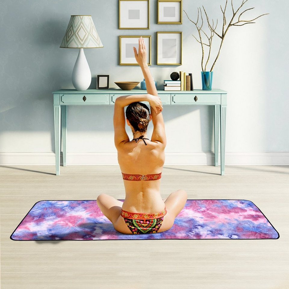 Sunicol Yogamatte Tie-dye Mikrofaser Yoga Matte, Fitness Anti-Rutsch-Matte,  63*183CM, Rutschfest