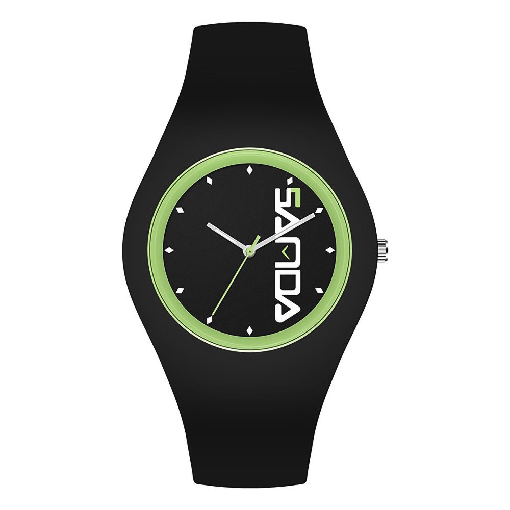GelldG Uhr Armbanduhr Uhren analog Quarz mit Silikonarmband wasserdicht Sportuhr Grün, Schwarz