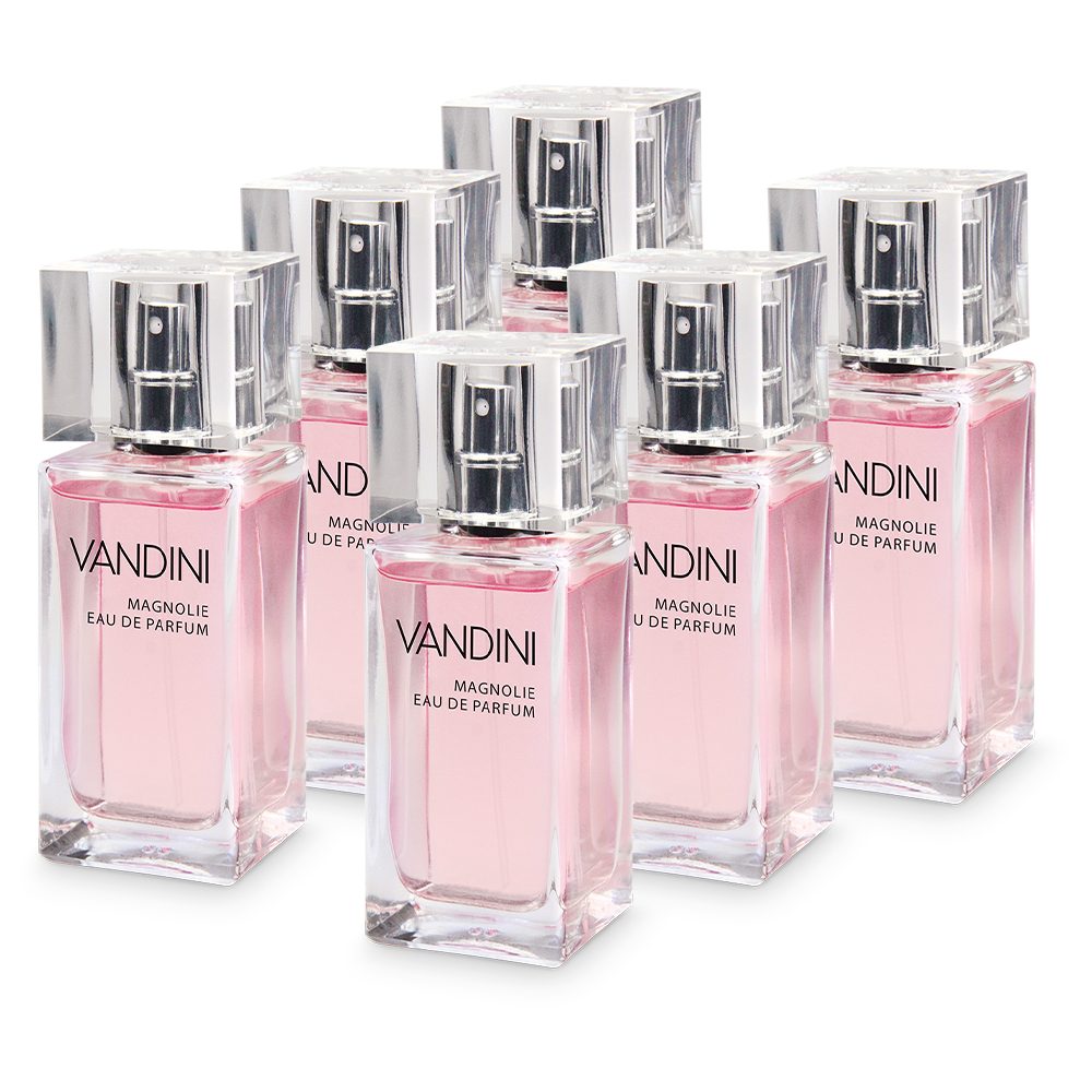 VANDINI Eau de Parfum Hydro Eau de Parfum Damen - Parfüm Damen mit femininen Duft der Magnolienblüte - Frauen Parfüm im 6er Pack (6x 50 ml), 6-tlg.