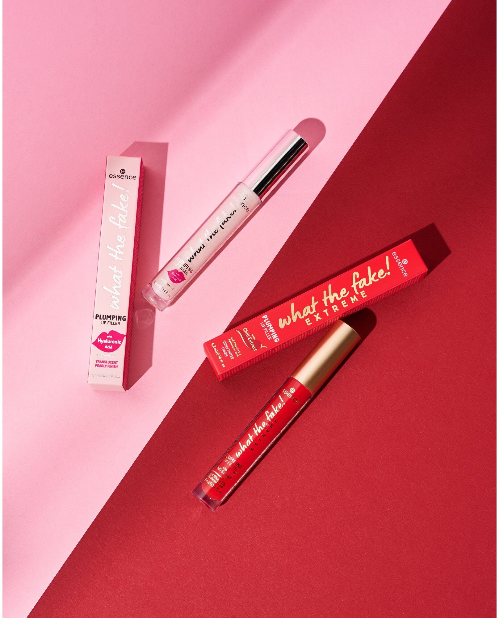 Essence Lip-Booster what the fake! EXTREME PLUMPING LIP FILLER, 3-tlg., mit Hyaluronsäure und Vitamin E