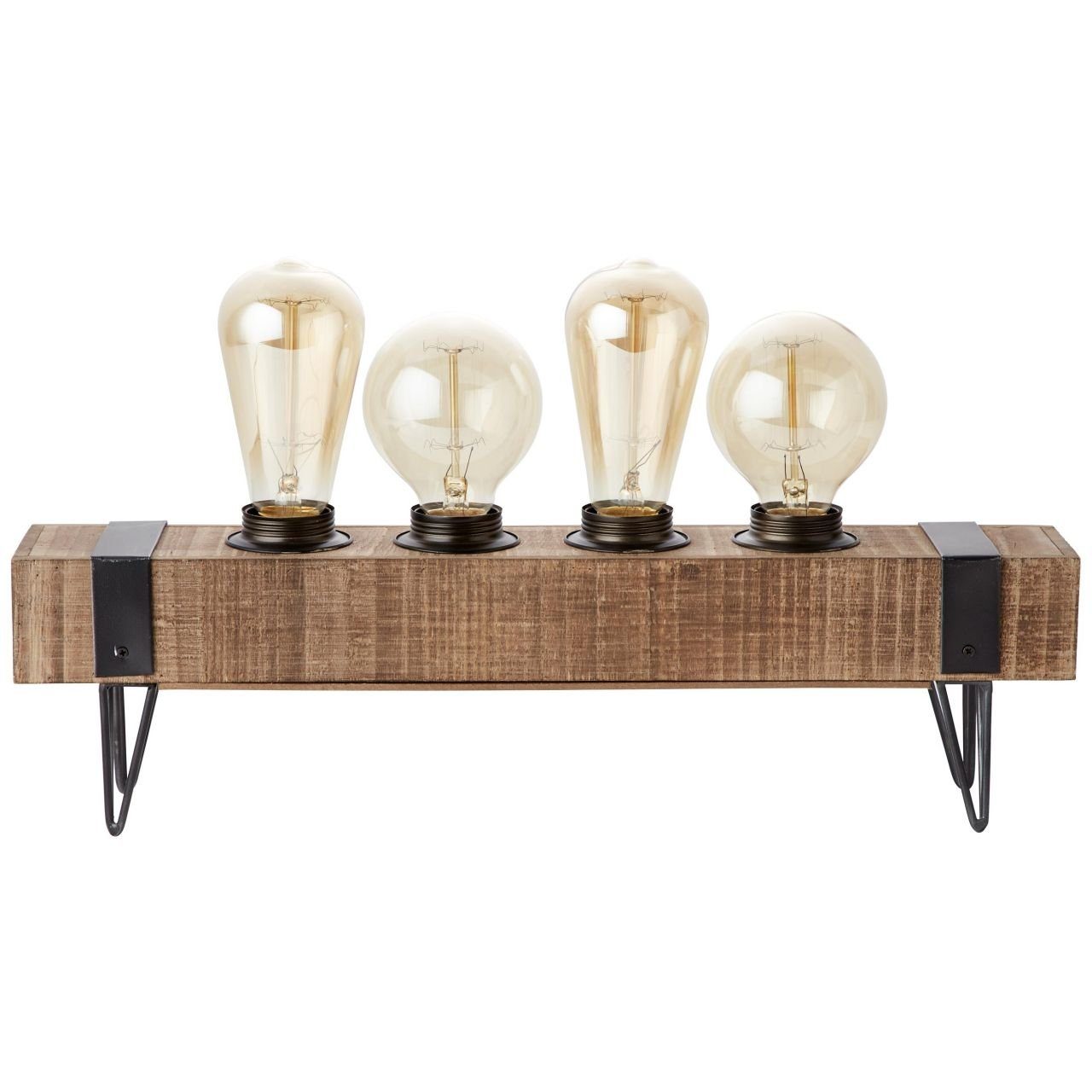 30W, Tischleuchte Woodhill Tischleuchte E27, 4flg antik/schwarz 4x Woodhill, A60, gee Lampe Brilliant