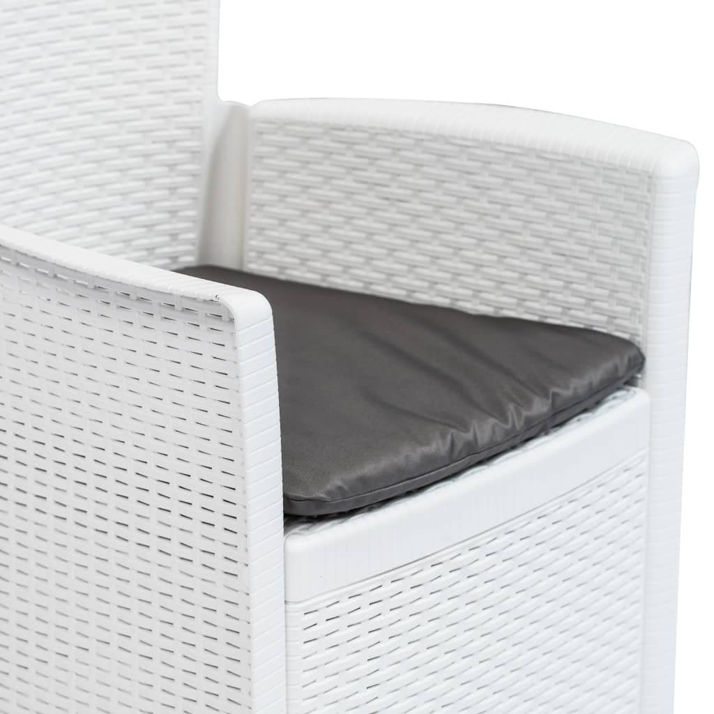 2 Rattan-Optik Kissen furnicato Kunststoff Gartenstühle Stk. mit Gartenstuhl Weiß