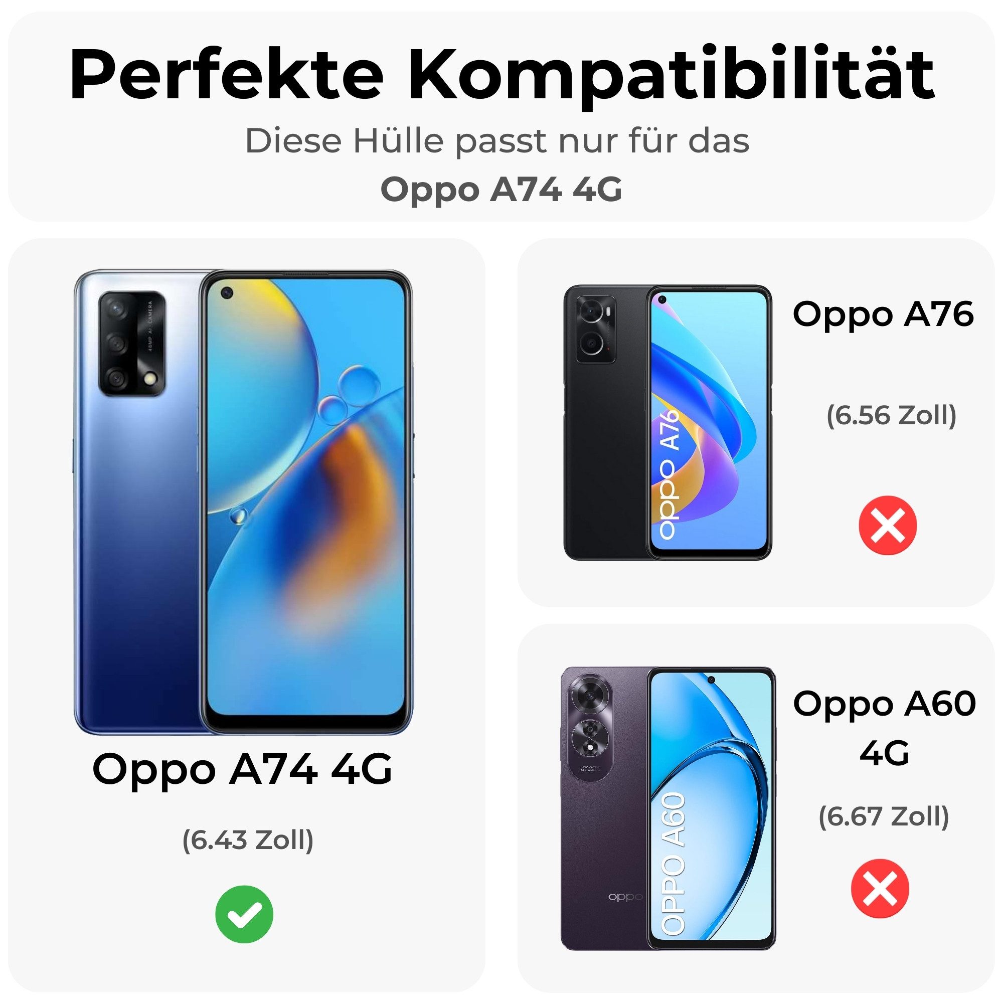 betterfon Smartphone-Hülle für Oppo A74 Panzerhülle mit Kameraschutz & Ringhalter Blau