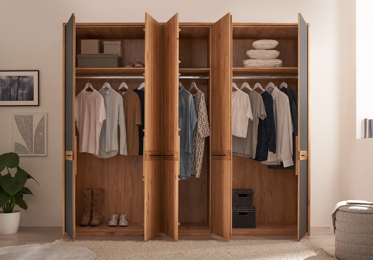 Main Möbel Kleiderschrank 5-trg. 256cm 'Ancona' Wildeiche teilmassiv geölt