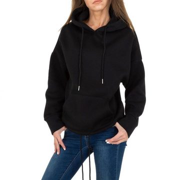 Ital-Design Sweatshirt Damen Freizeit Kapuze Stretch Sweatshirt in Schwarz