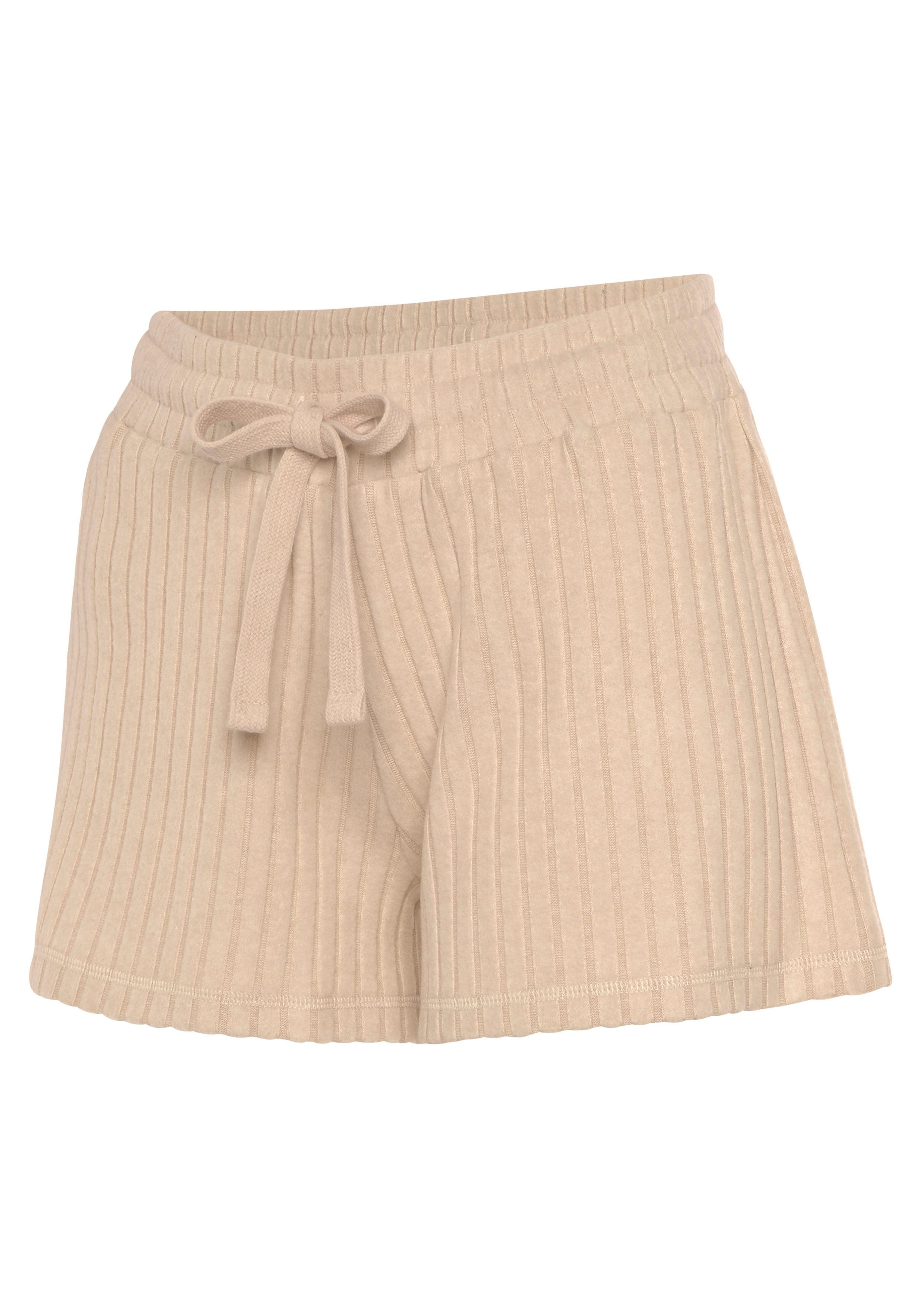 LASCANA Shorts Lounge-/ Strickshorts meliert mit Bindeband, Loungewear