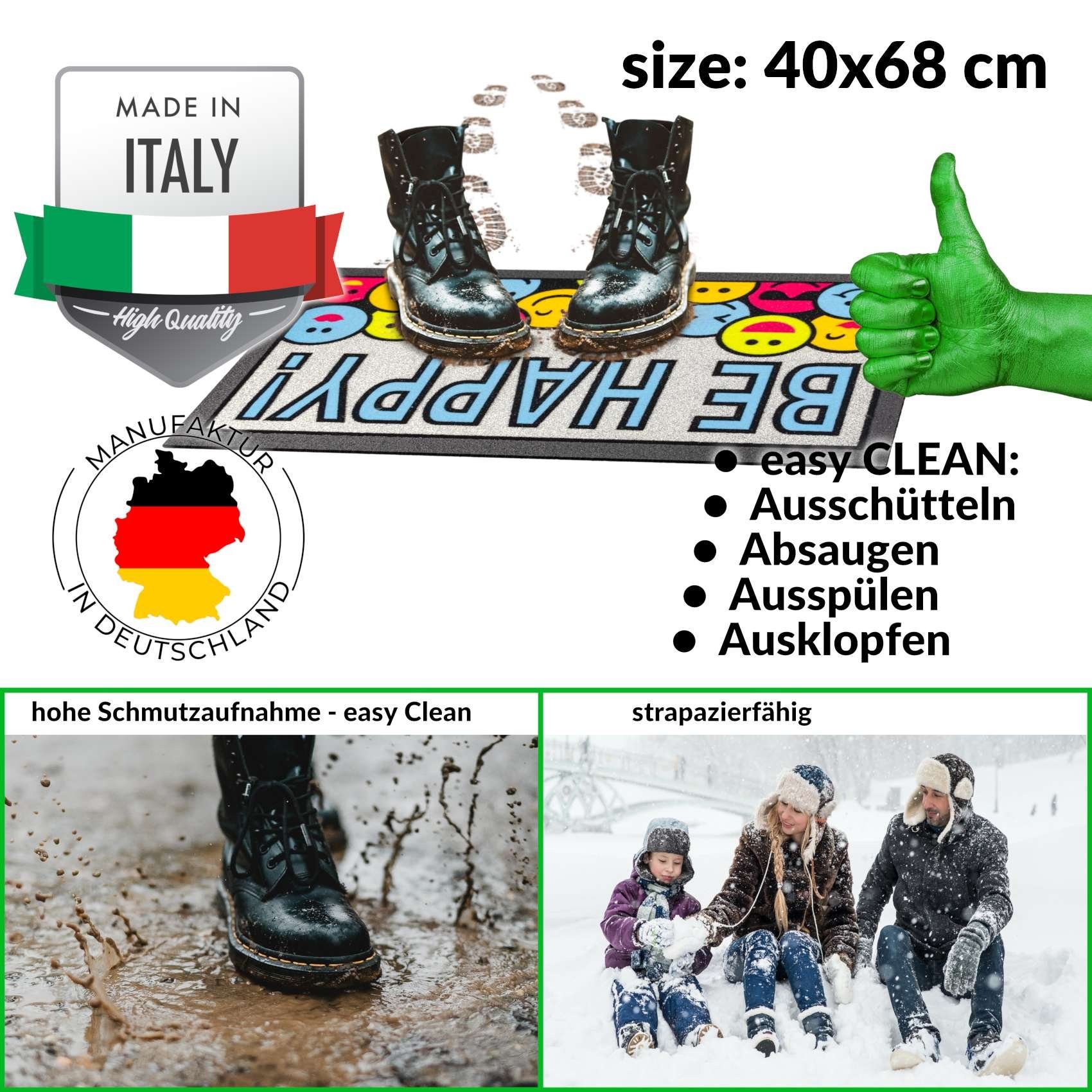 ANRO Fußmatte Rutschfeste Gummibasis Türmatte Schmurzfangmatte, eckig, Höhe: 7 mm, 3D-Effekt Größe 40x68cm