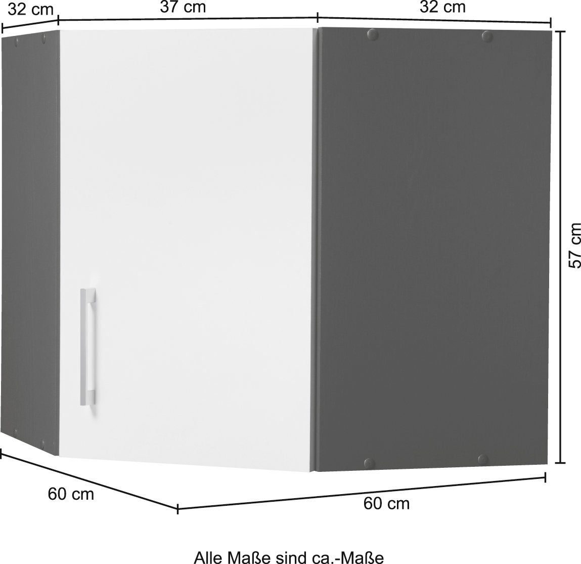 HELD MÖBEL Eckhängeschrank Paris Breite graphit 60 cm weiß