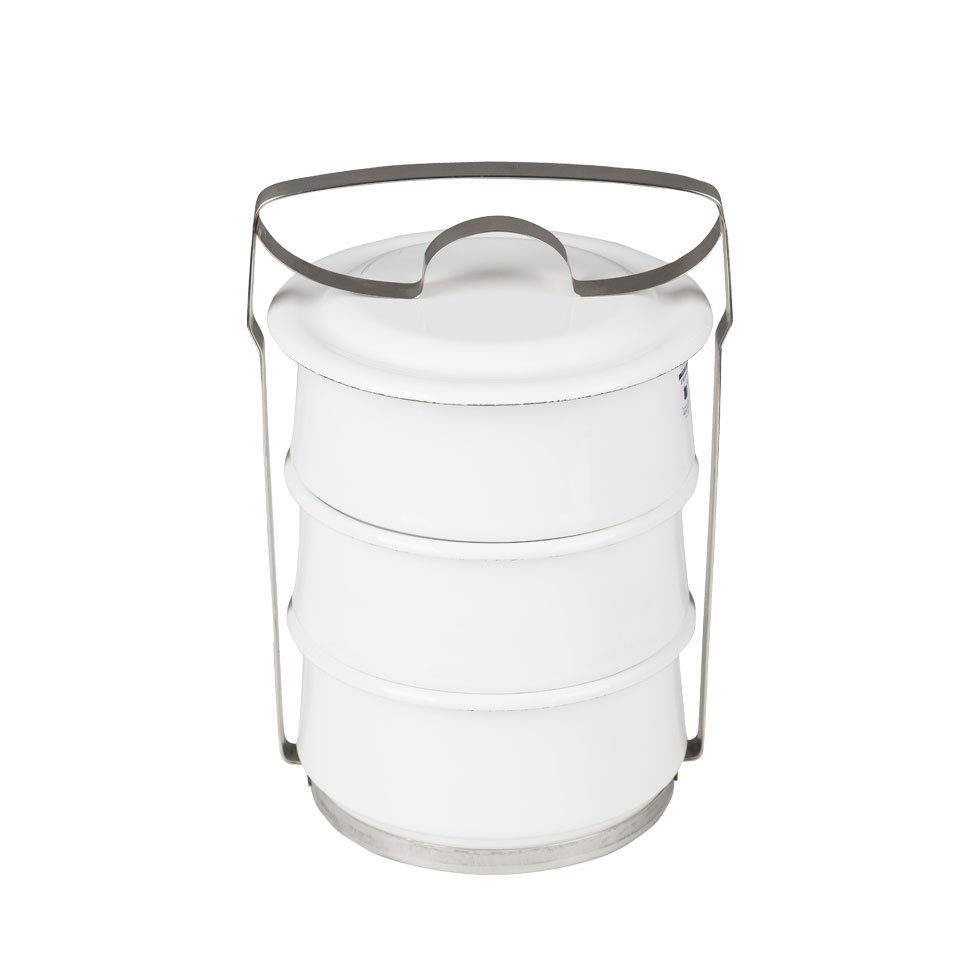 Riess Vorratsdose Classic Weiss, Emaille, (3-tlg), Classic Weiß Essensträger 3-teilig - Emaille