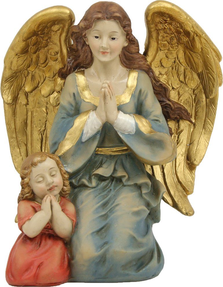 dekoprojekt Dekofigur Heiligenfigur Schutzengel mit Mädchen 14,8 cm