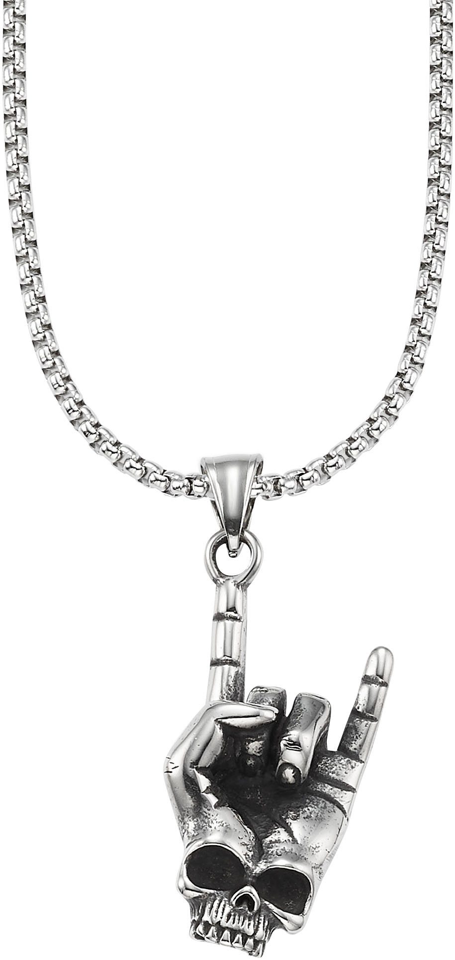 Bruno Banani Kette mit Anhänger Schmuck Geschenk Venezia Heavy Metal Totenkopf, B4120N/20/00/55